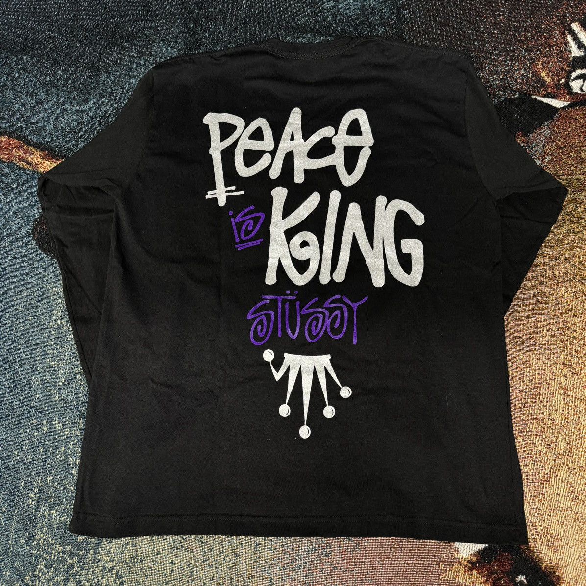 STUSSY ステューシー ロンT KING OF KINGS 黒 Stussy STUSSY PEACE IS KING LONG SLEEVE TEE BLACK | Grailed