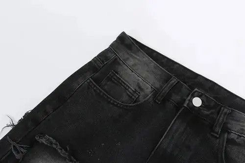 Designer × Japanese Brand Y2k streetwear frayed straight jeans trousers with holes Size US 30 / EU 46 - 2 Thumbnail