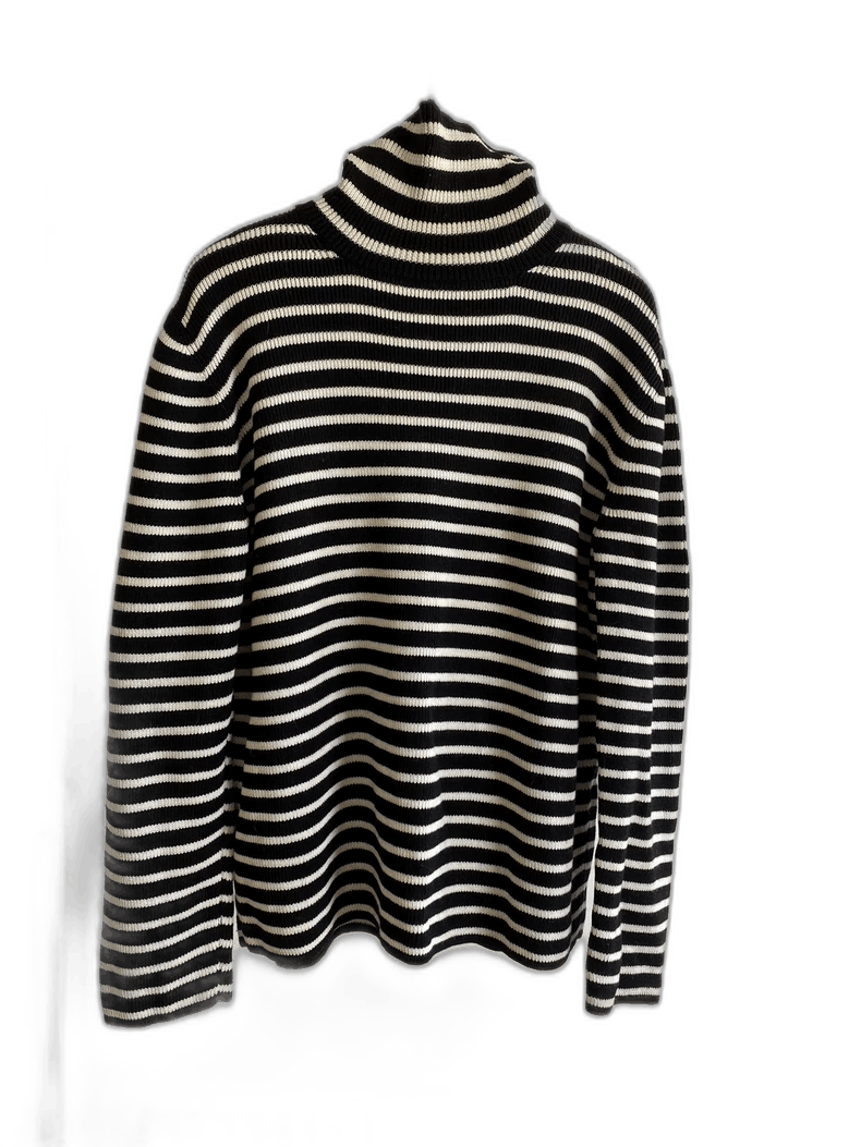 Saint Laurent Paris black and white striped turtleneck sweater-2507 Size US XL / EU 56 / 4 - 7 Thumbnail