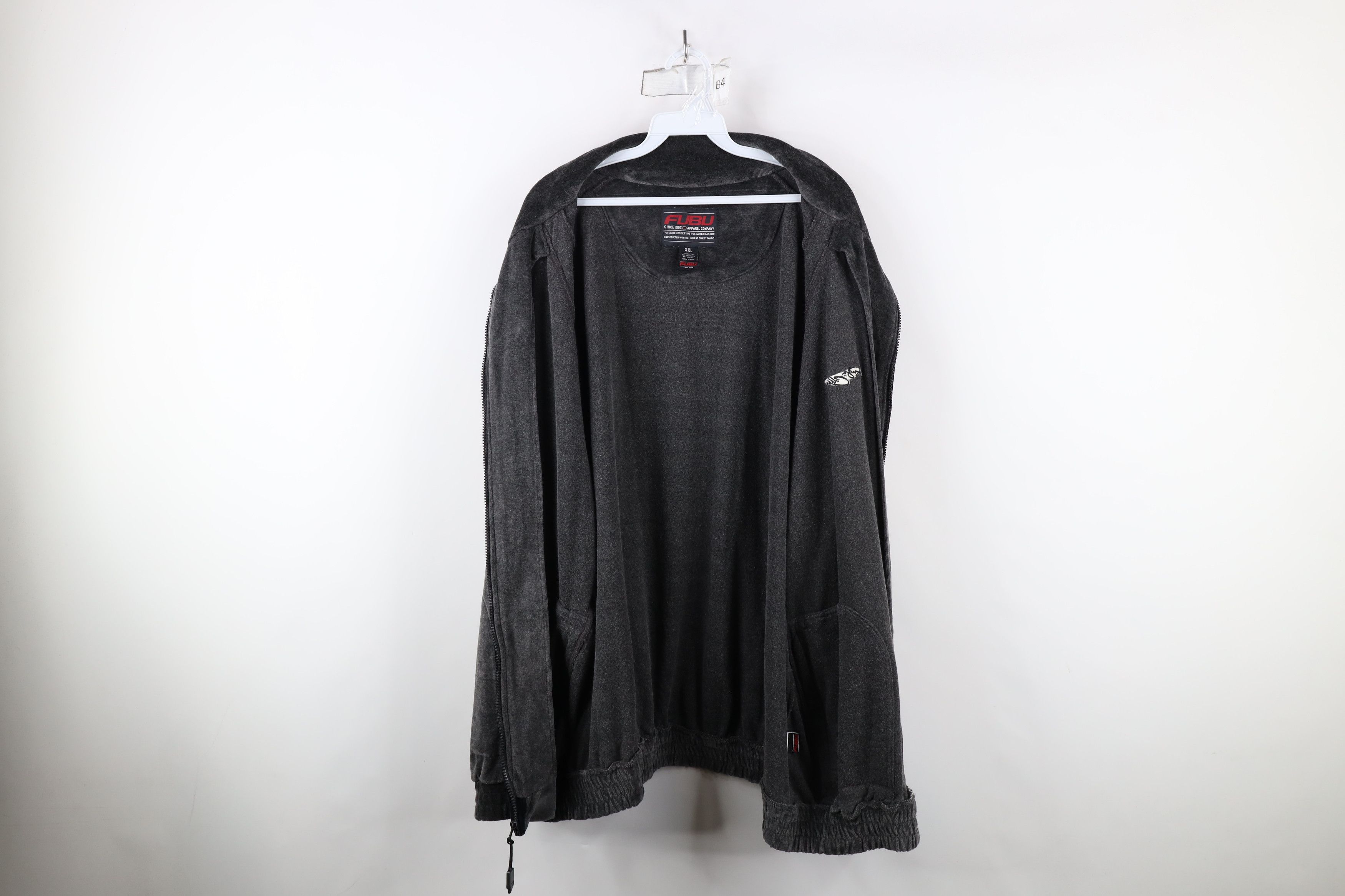 Fubu × Vintage Vintage 90s Y2K FUBU Script Baggy Fit Velour Jacket Gray Size US XXL / EU 58 / 5 - 8 Thumbnail