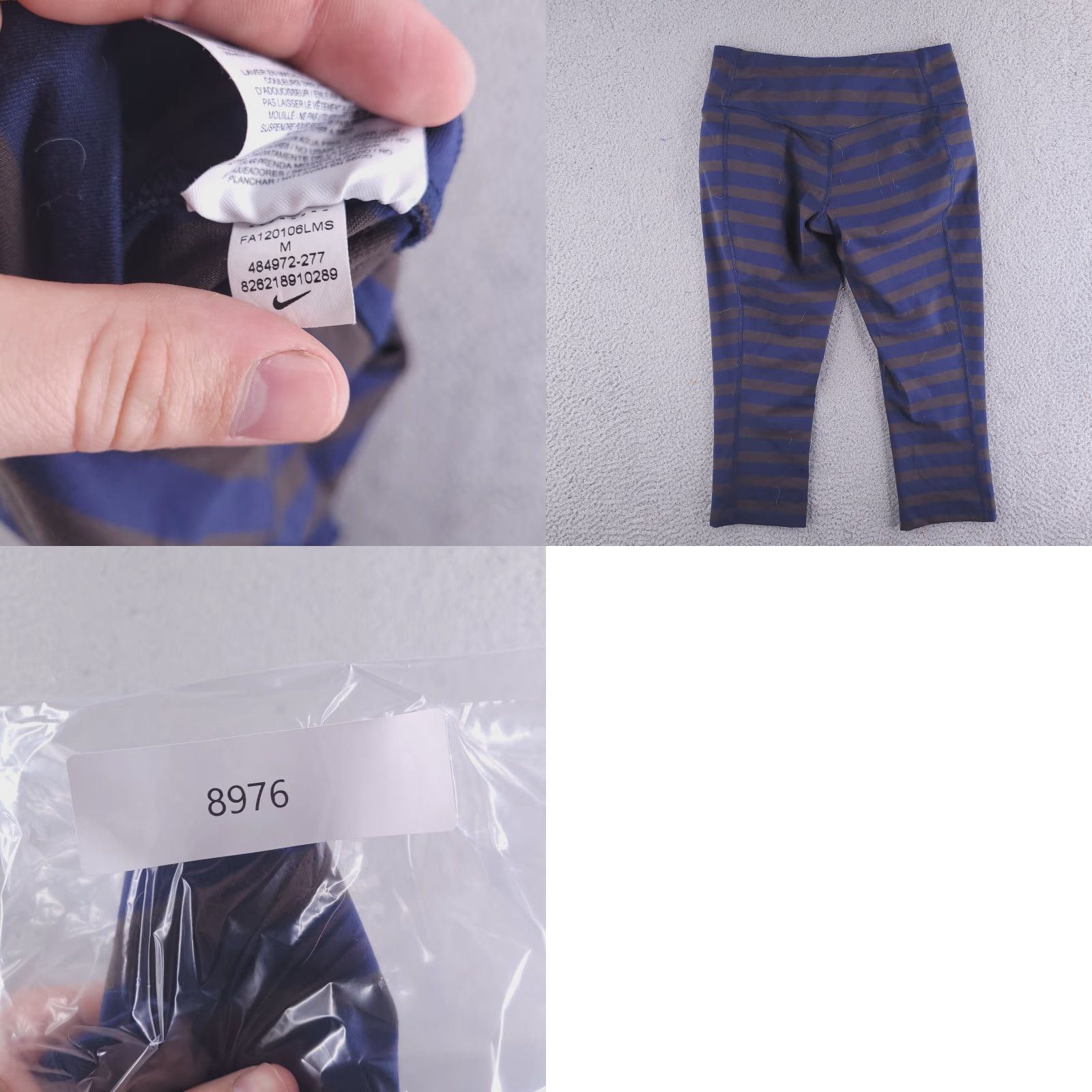 Nike Nike Pants Womens M Stripe Legging Dri Fit Knee Length Gym Blue Activewear Womens Size 32" / US 10 / IT 46 - 8 Thumbnail