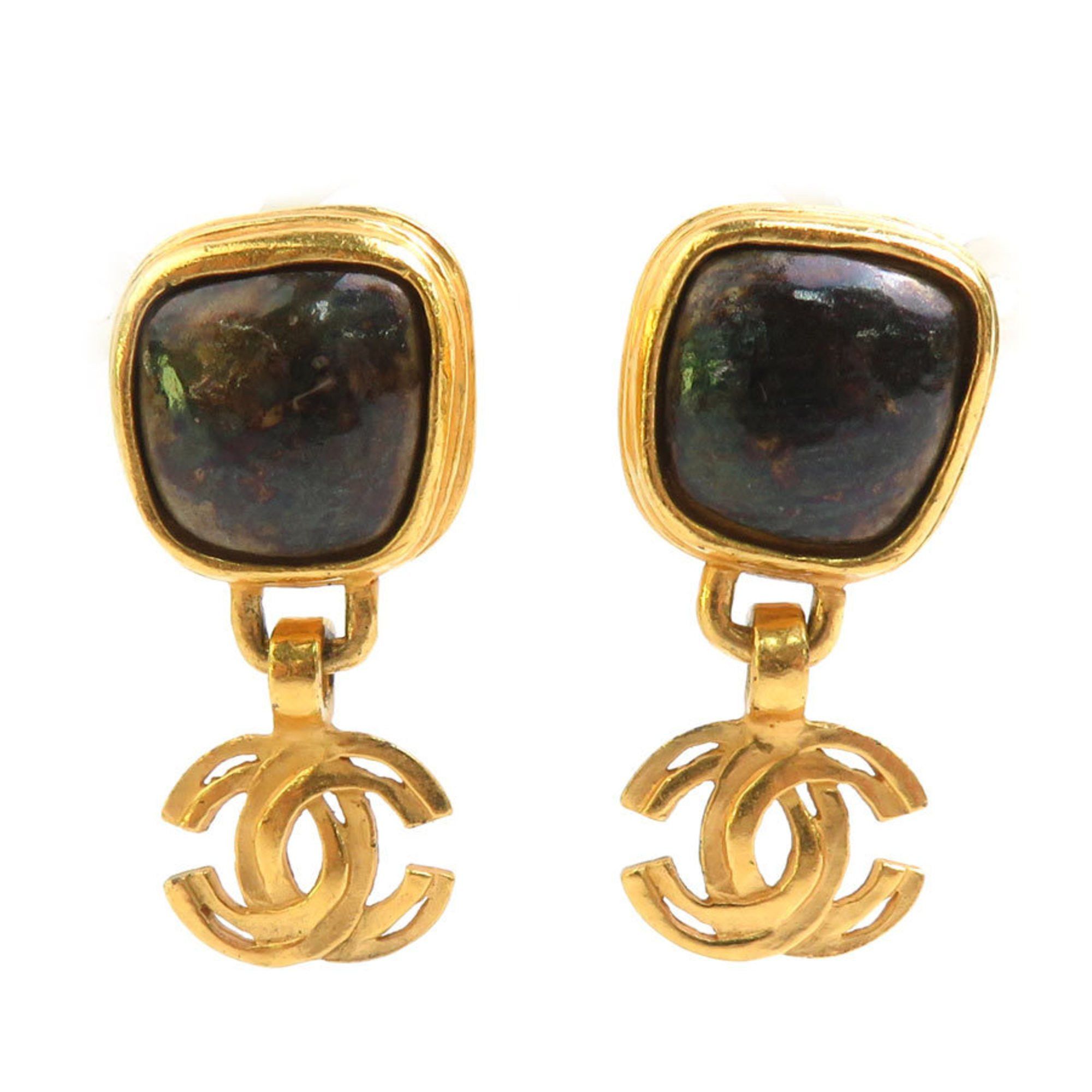 Chanel CHANEL Earrings Coco Mark Metal Stone Gold Women's e60485a Size ONE SIZE - 1 Thumbnail