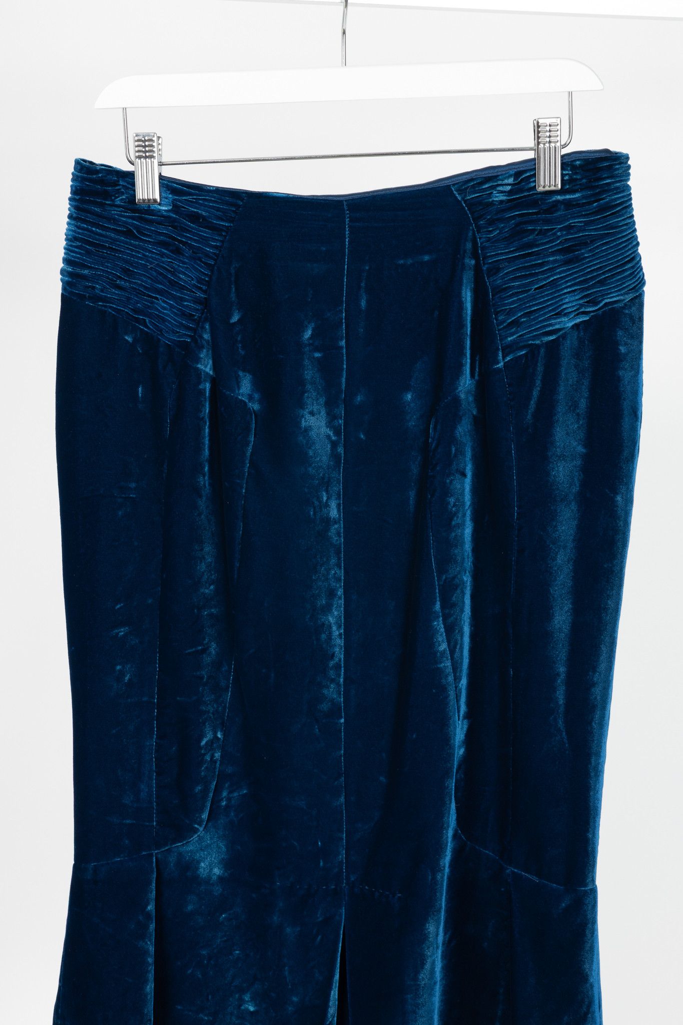 Tom Ford Tom Ford AW11 Blue Velvet Pleated Flared-Hem Skirt Size 32" / US 10 / IT 46 - 3 Thumbnail