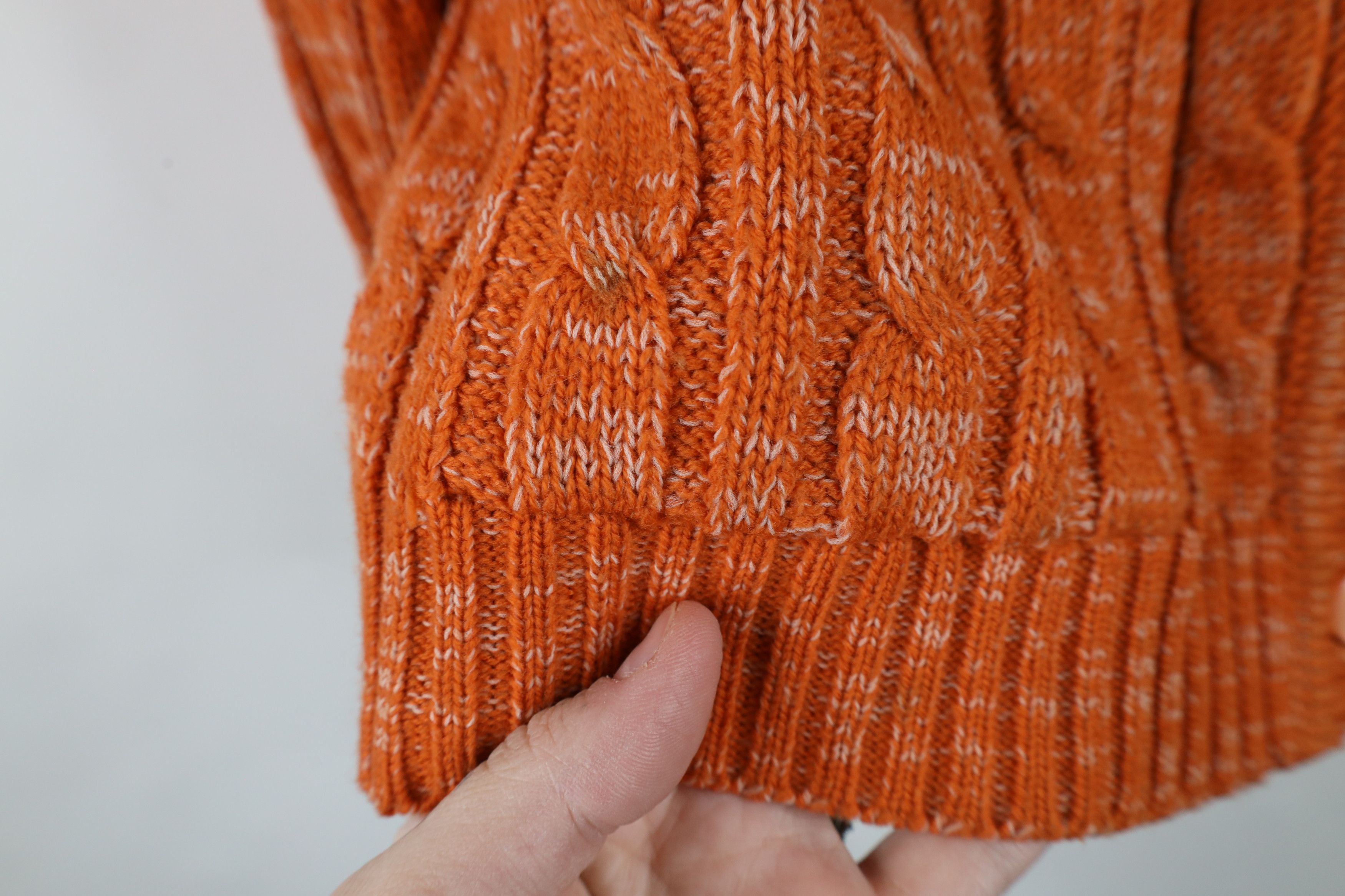 Vintage Vintage 70s Streetwear Cable Knit Cardigan Sweater Orange Size M / US 6-8 / IT 42-44 - 4 Thumbnail