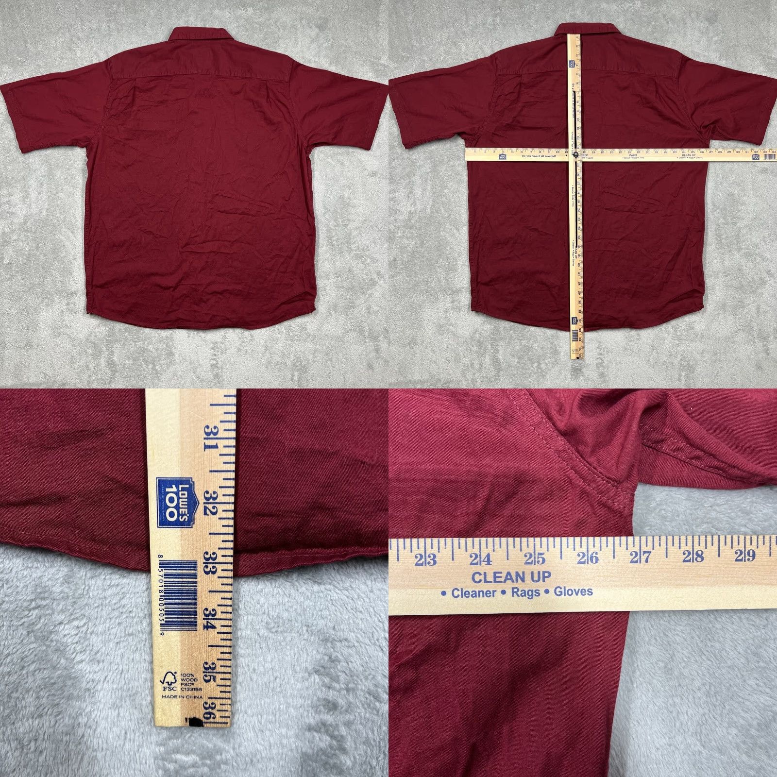 Wrangler Wrangler Comfort Flex Men's XLT Button Up Shirt XL Tall Red Cardinal Maroon Solid Short Sleeve Button Up Casual Dress Shirt Men Boys? Size US XL / EU 56 / 4 - 8 Thumbnail