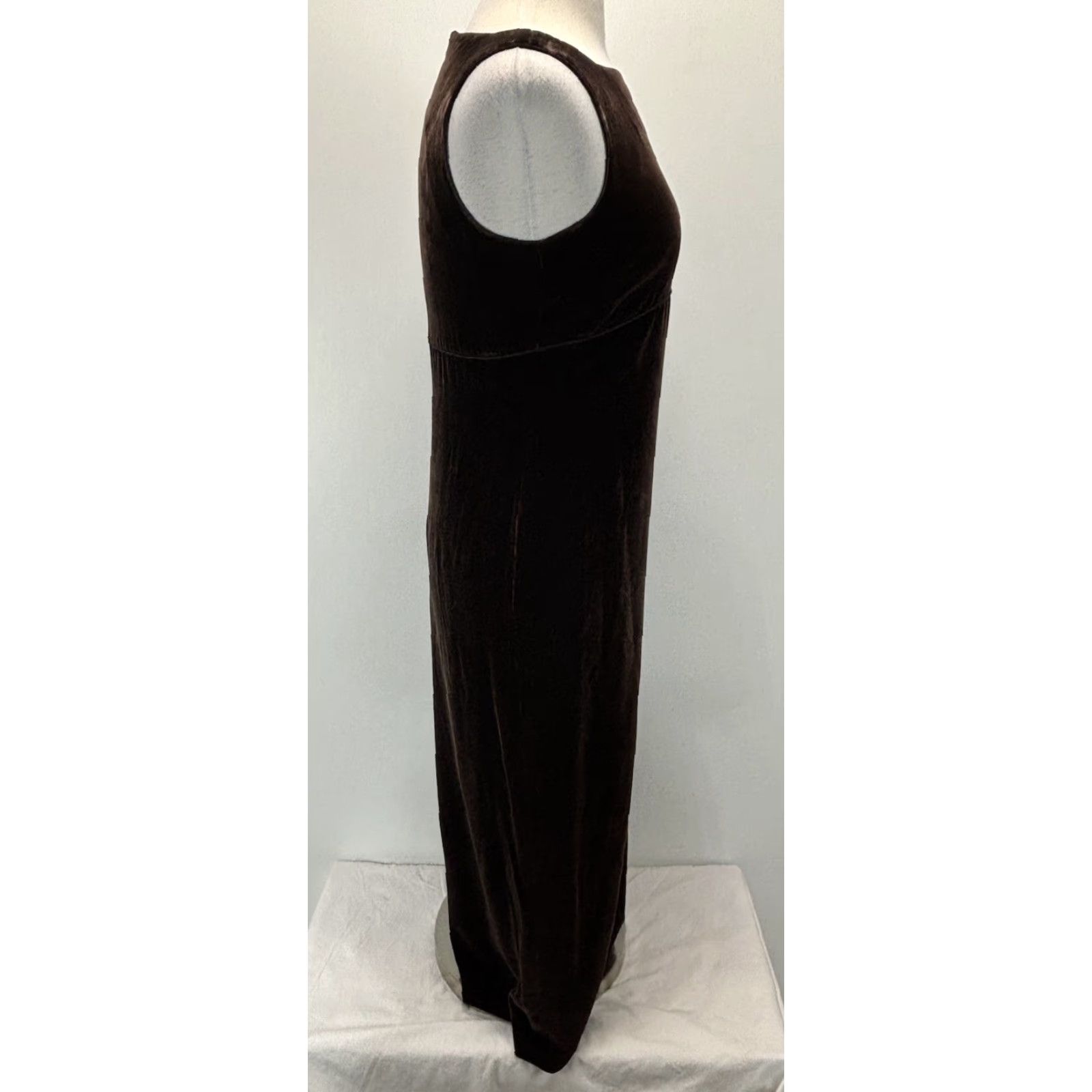 Loft VINTAGE LOFT Ann Taylor Velvet Maxi Dress 4 Brown Sleeveless Square Neck Whimsigoth Y2K Womens Size S / US 4 / IT 40 - 4 Thumbnail