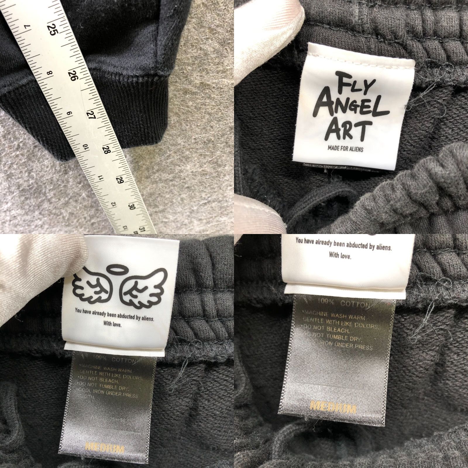 Vintage Fly Angel Art Sweatpants Womens M Black 100% Cotton Fleece Jogger Pants Medium Black Womens M Sweatpants Fly Angel Art Size 32" / US 10 / IT 46 - 8 Thumbnail