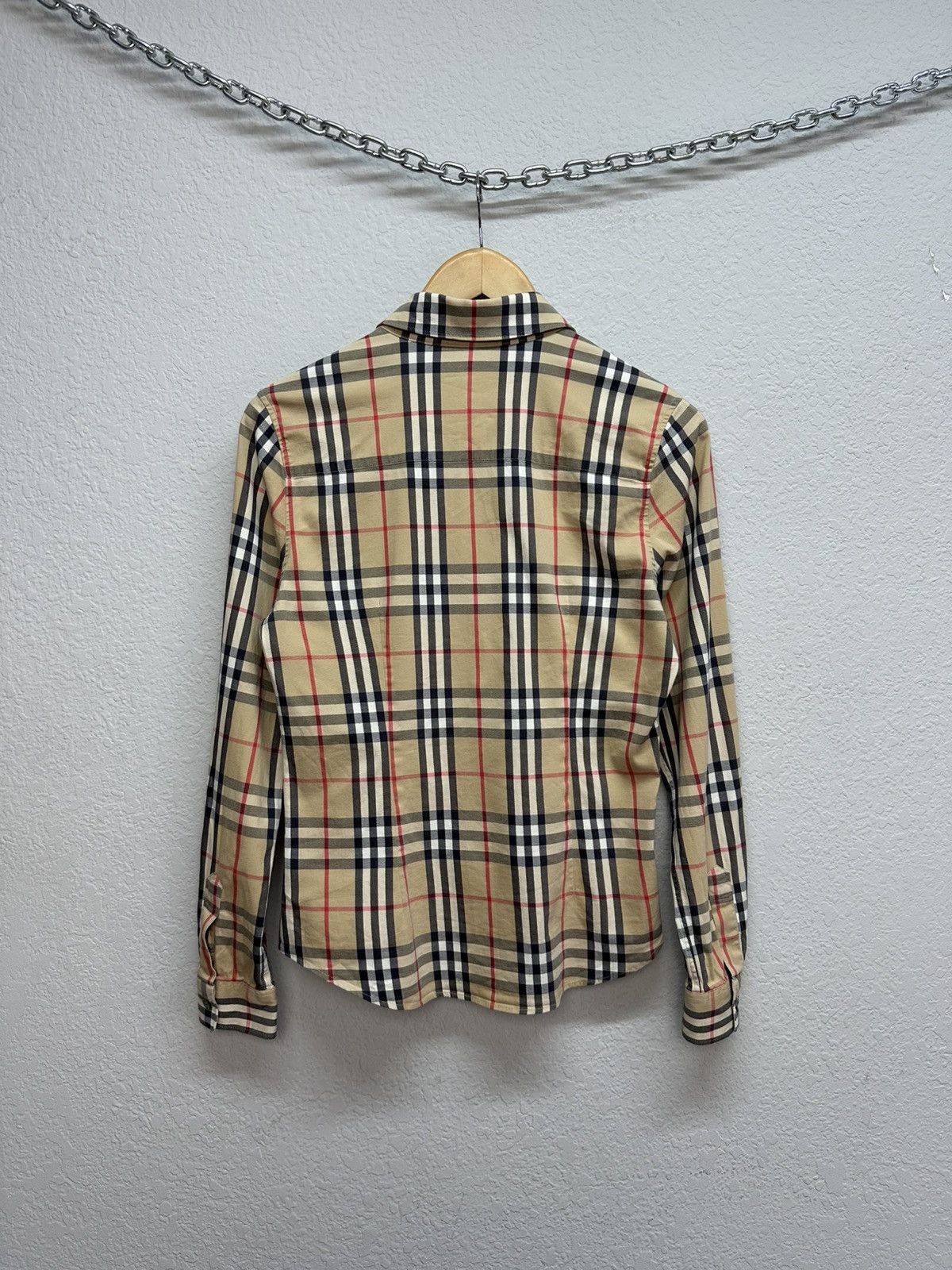 Burberry × Vintage Vintage Burberry Nova Check Button Up Shirt Beige Size M / US 6-8 / IT 42-44 - 9 Thumbnail