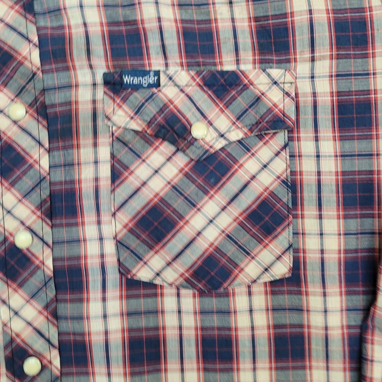 Wrangler VTG Wrangler Western Pearl Snap Shirt XL Shadow Plaid USA Size US XL / EU 56 / 4 - 3 Thumbnail