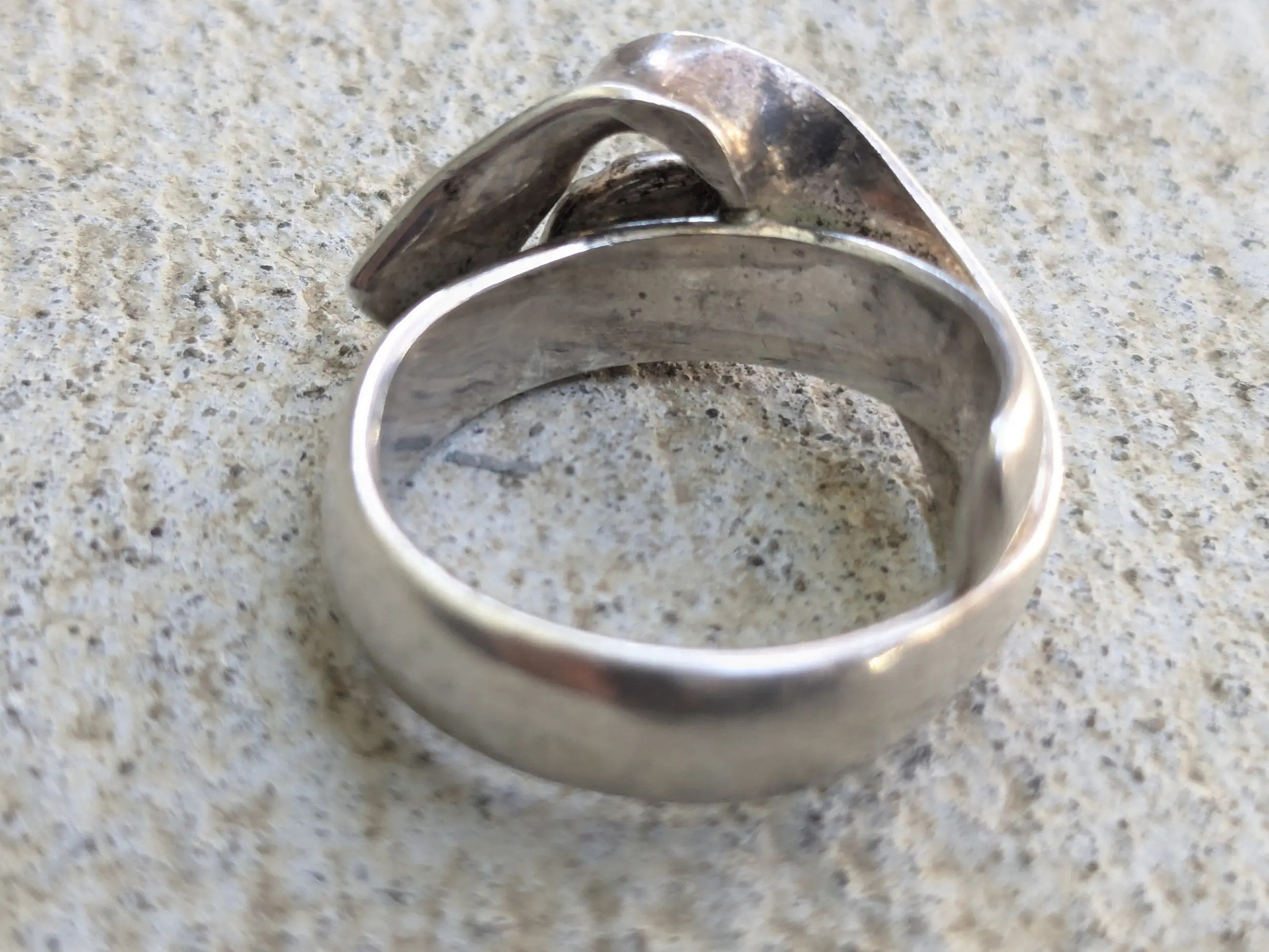 Jewelry × Vintage Vintage Sterling Silver Ring Malachite 10 Modern Abstract Size ONE SIZE - 11 Thumbnail