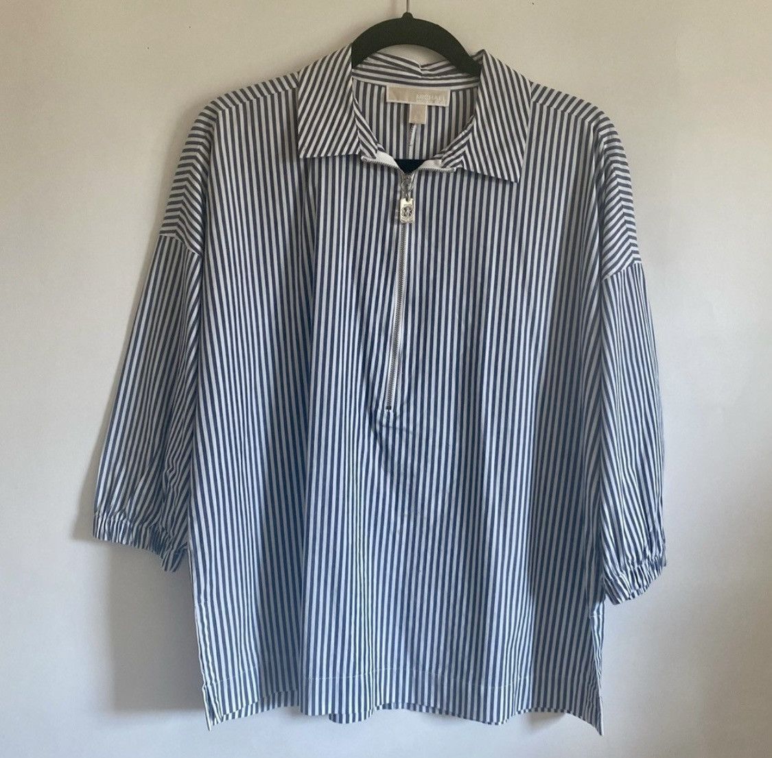 Michael Kors MICHAEL KORS STRIPED HALF ZIP 3/4 SLEEVE TOP BLOUSE Size M / US 6-8 / IT 42-44 - 11 Thumbnail