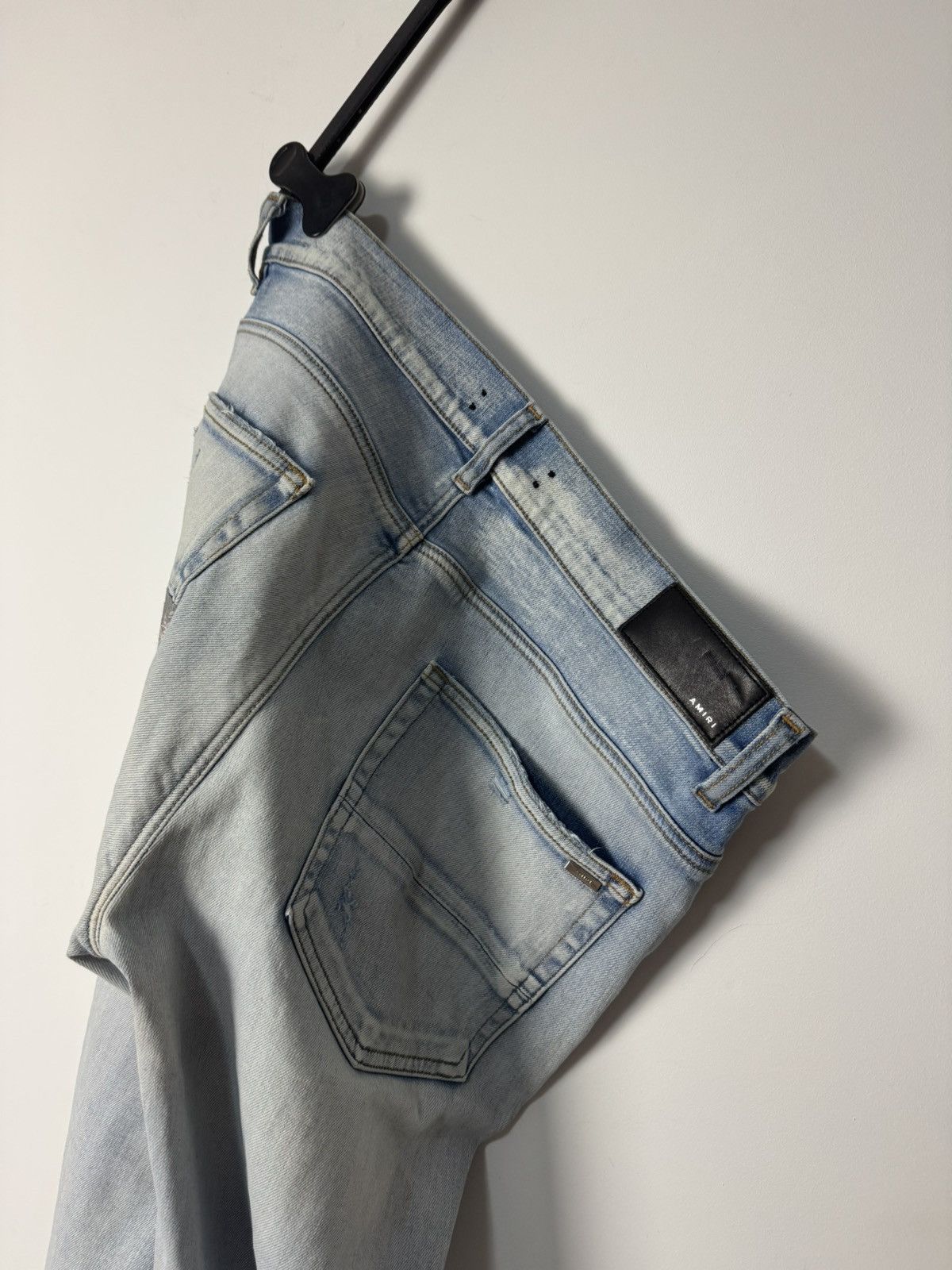 Amiri Amiri Light Washed Blue MX1 Logo Jeans Luxury Designer Size US 34 / EU 50 - 14 Thumbnail