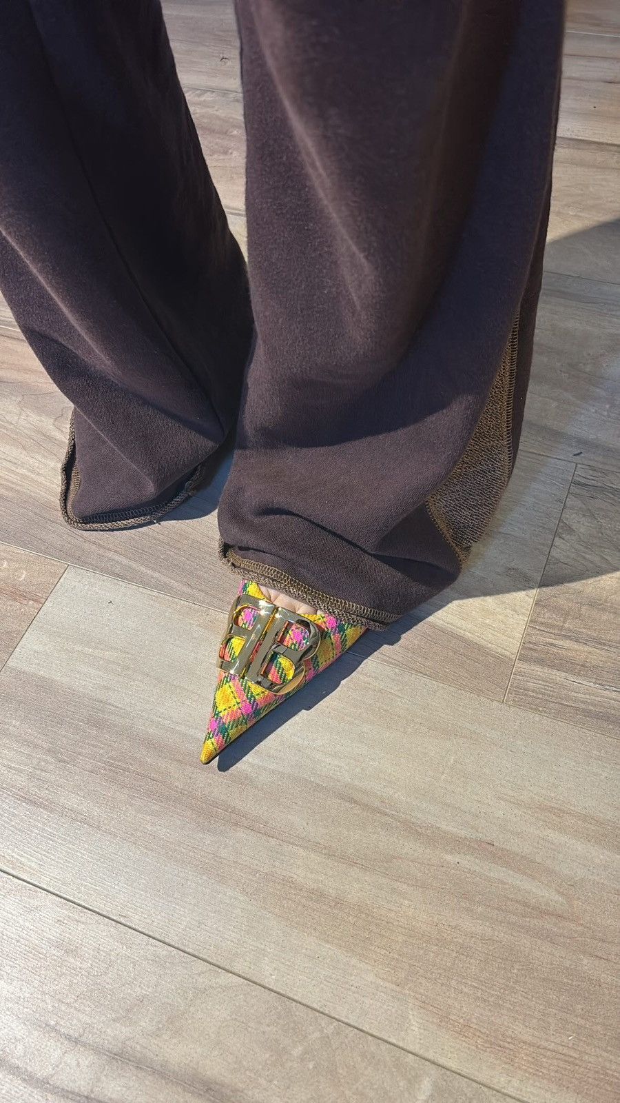Balenciaga Balenciaga Knife tweed ballet flats plaid multi color Size US 7 / IT 37 - 6 Thumbnail