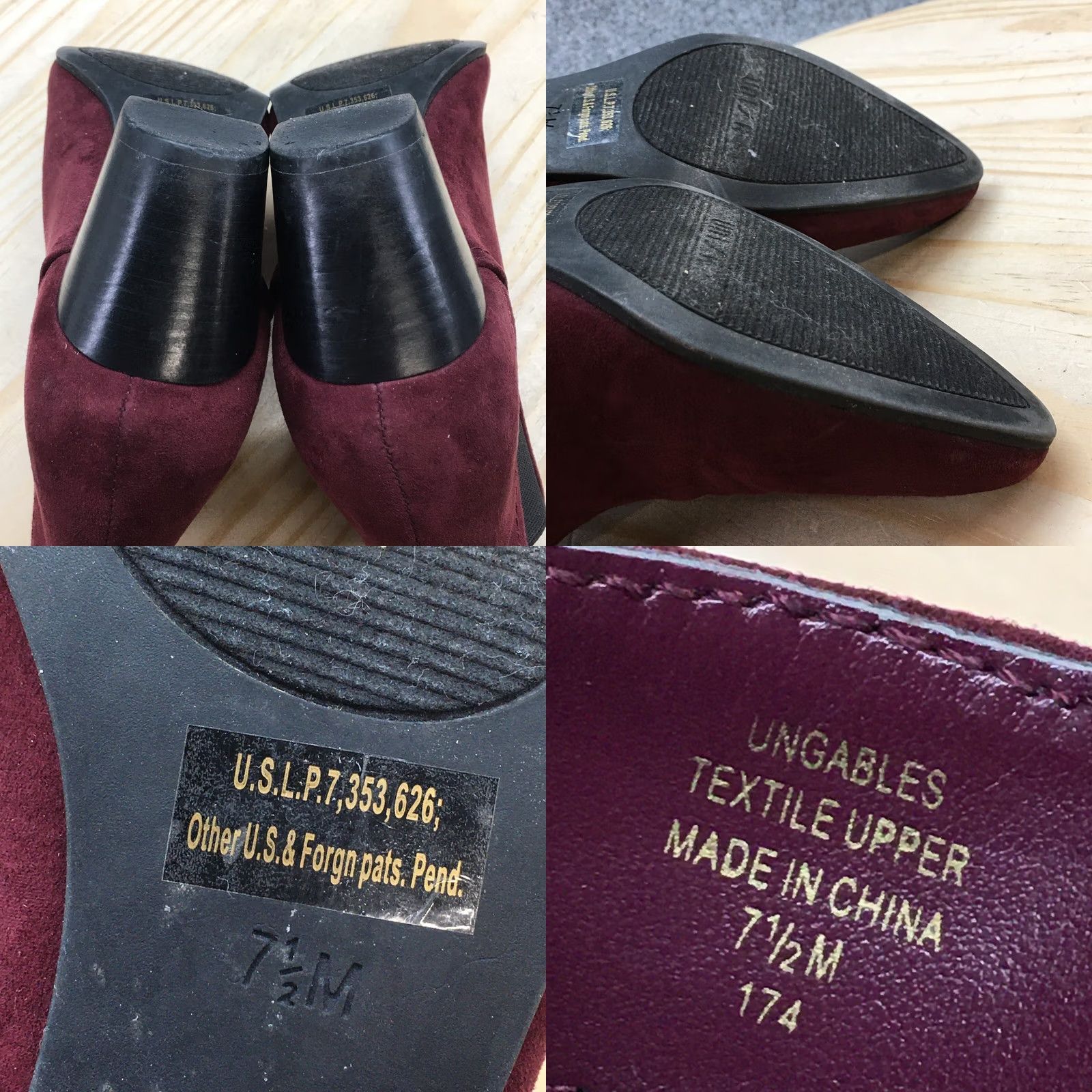 Vintage Unisa Boots Womens 7.5 M Gables Chelsea Burgundy Pull On Casual Ankle Block Heel Sh Size M / US 6-8 / IT 42-44 - 9 Thumbnail