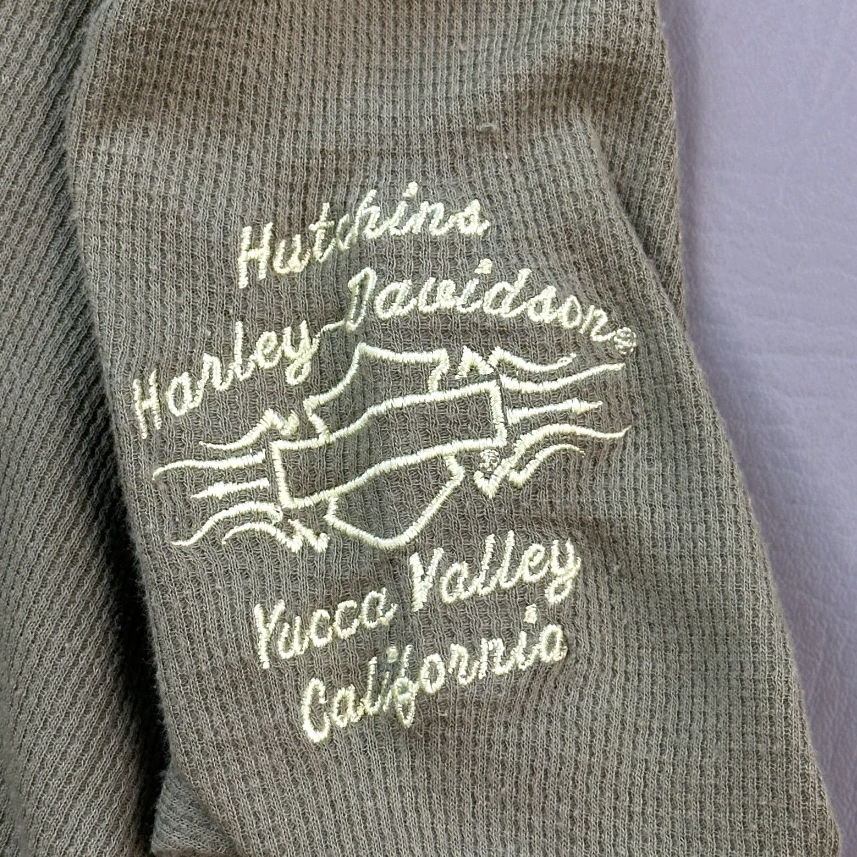 Harley Davidson Harley-Davidson Hoodie Women’s Medium Green Waffle Knit Thermal Flame Logo Biker Size M / US 6-8 / IT 42-44 - 3 Thumbnail