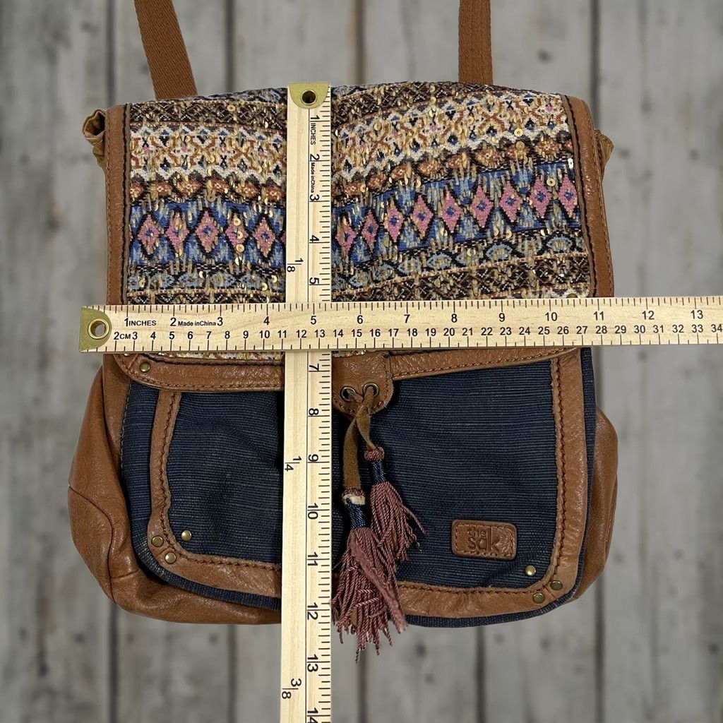 The Sak The Sak Ventura Convertible Bohemian Style Denim Leather Crossbody Backpack Size ONE SIZE - 1 Thumbnail