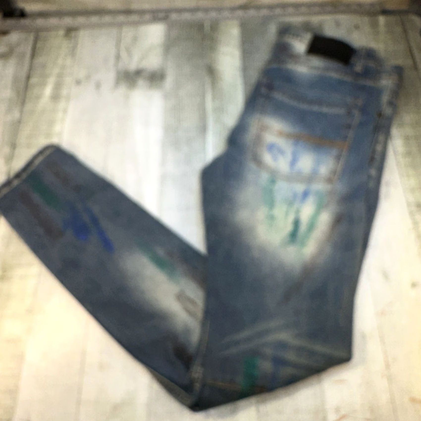 Vintage Switch Jeans Slim Taper Mens 32x32 Denim Distressed Splatter 5-Pocket Zipper Button Stretch Size US 32 / EU 48 - 3 Thumbnail