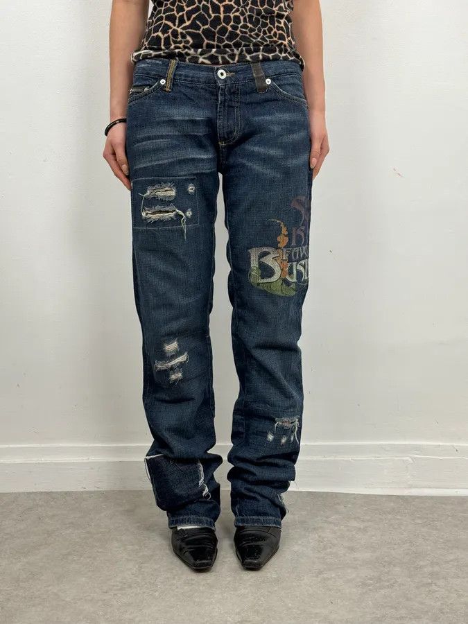 Dolce & Gabbana AW2006 Dolce & Gabbana Abstract Blue Rebel Denim Jeans Size US 31 - 1 Thumbnail