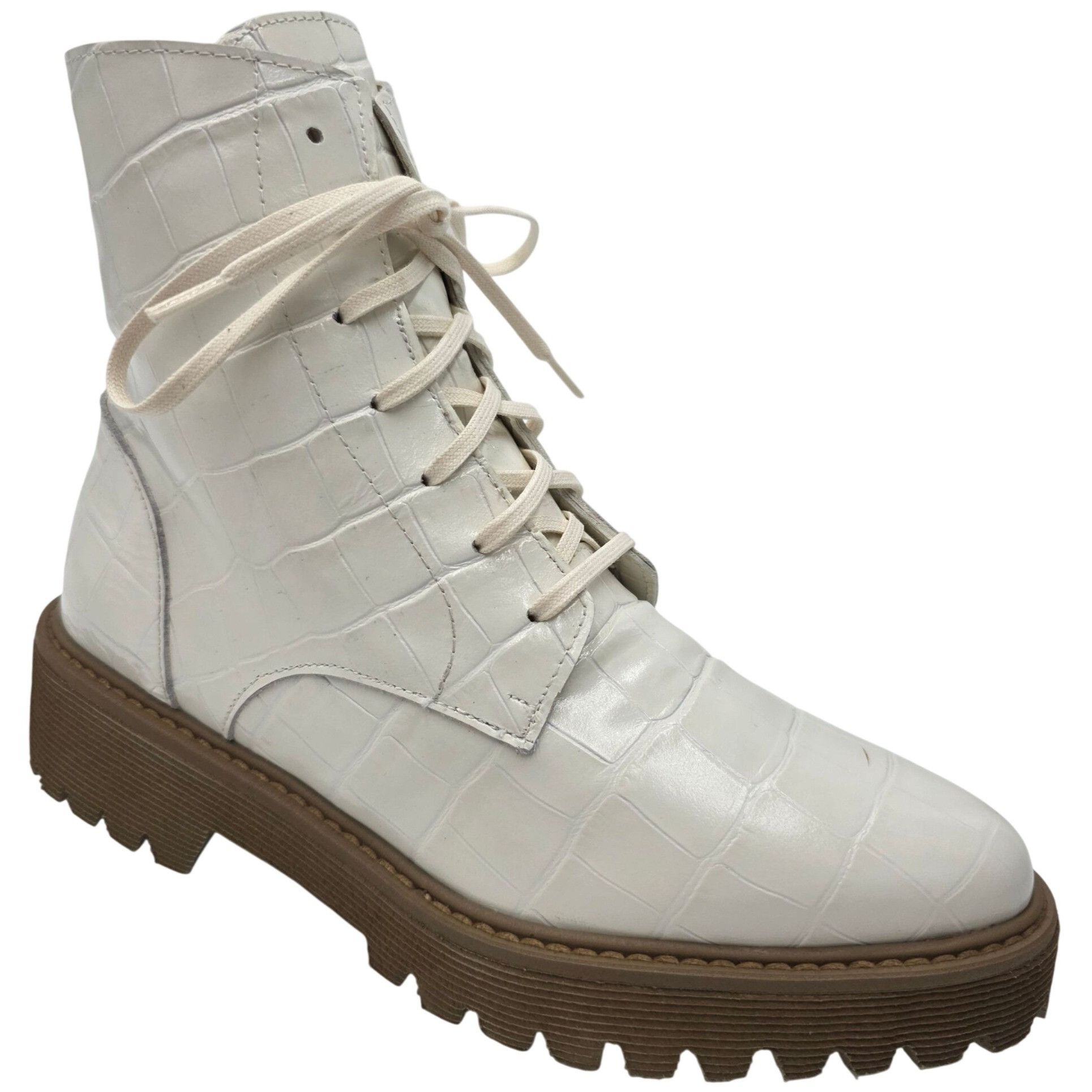 FREDA SALVADOR NEW Freda Salvador Emi Combat Boots Womens 5M Creme Leather Size US 5 / IT 35 - 9 Thumbnail
