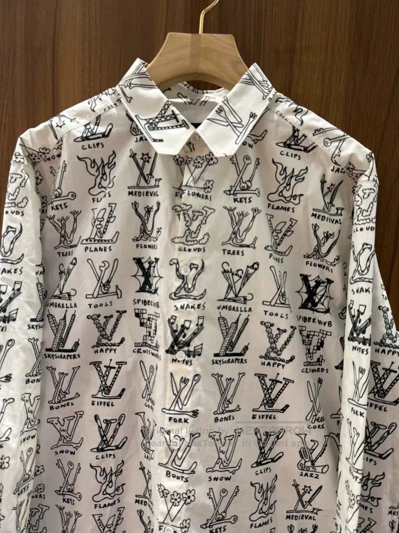 Louis Vuitton Louis Vuitton Gesture Full Print White Shirt Size US XXL / EU 58 / 5 - 3 Thumbnail
