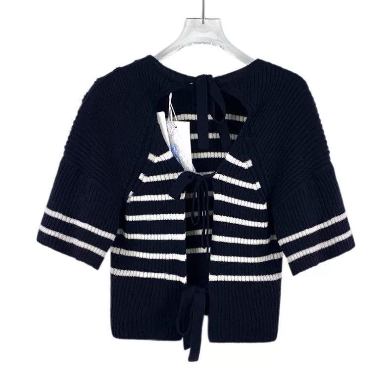 Dior Dior Colour-blocked striped wool back hollow round-neck sh Size XXS / US 00 / IT 34 - 2 Thumbnail