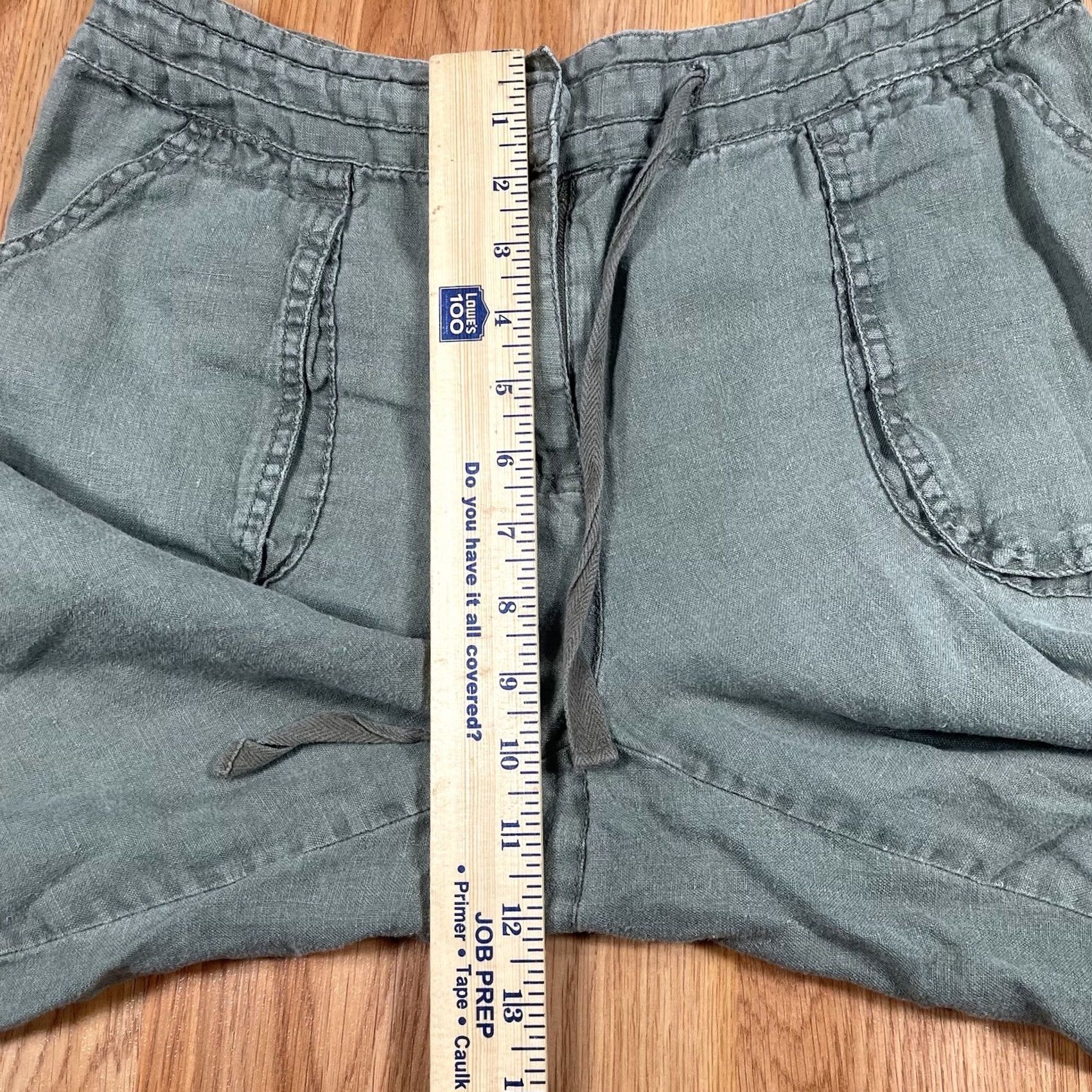 Style & Co VINTAGE Style Co Capri Womens Size 6 Mid Rise 100% Linen Crop Drawstring Shorts Green Size 28" / US 6 / IT 42 - 7 Thumbnail