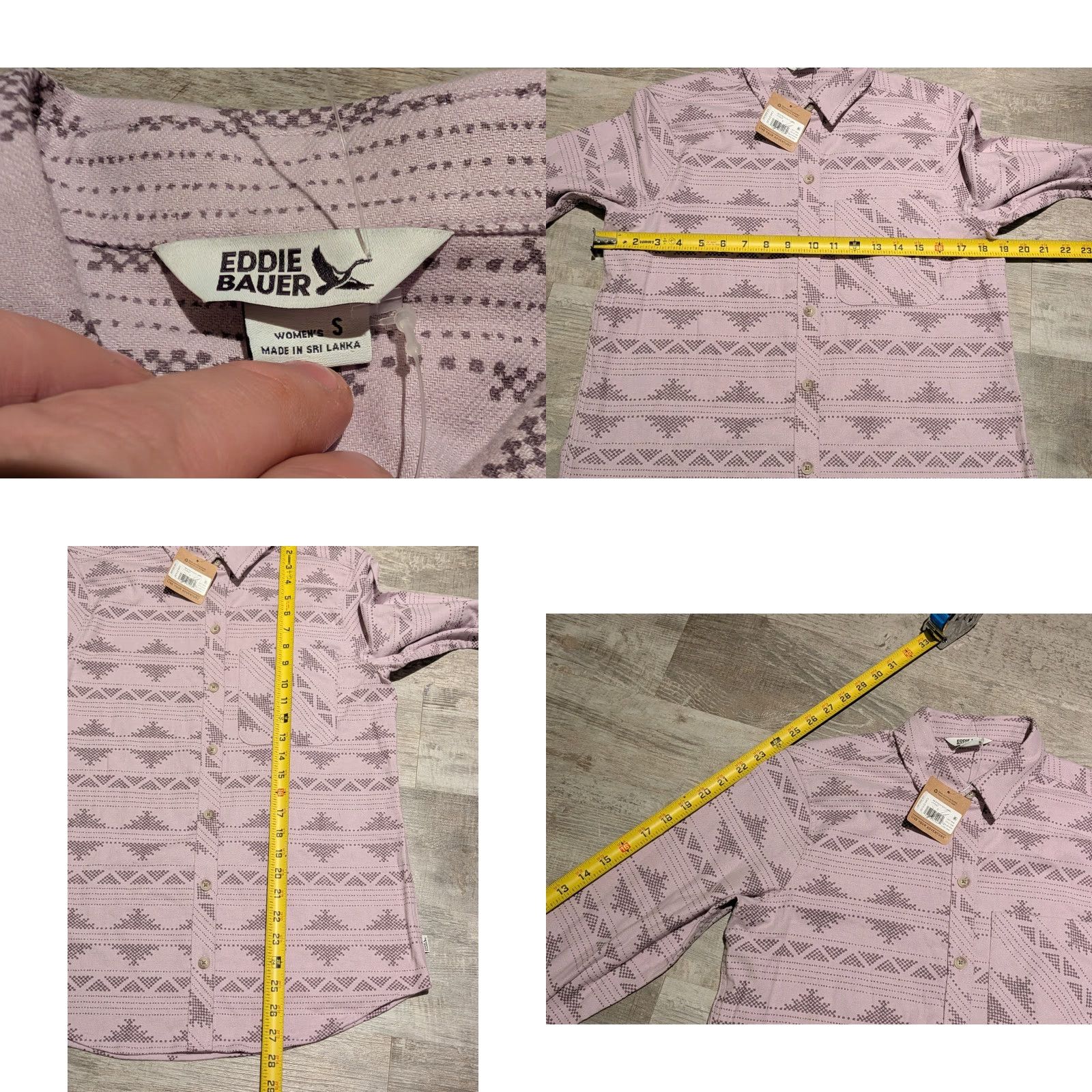 Eddie Bauer NWT Eddie Bauer Women's Field Flex Flannel Shirt Small Light Violet Aztec Plaid Button-Up Casual, Travel, Workwear Womens Small Violet Shirt Size S / US 4 / IT 40 - 8 Thumbnail