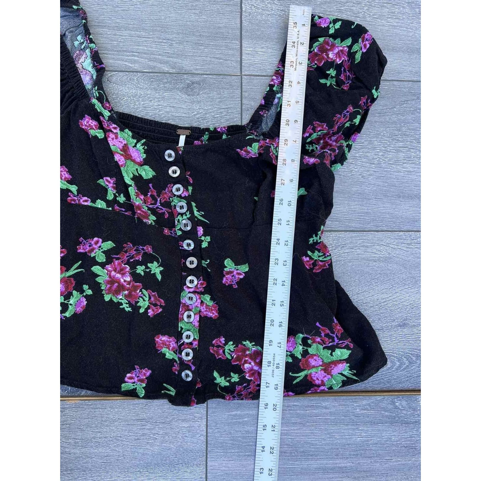 Free People Free People women's blouse top cropped floral Size M A000203 Size M / US 6-8 / IT 42-44 - 6 Thumbnail