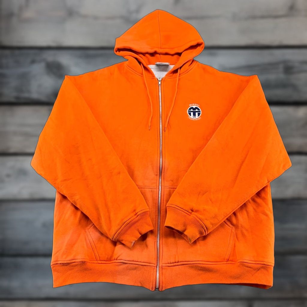 Lee VINTAGE Lee Hoodie Mens XL Orange Full Zip Thermal Waffle Knit Lined COMPANY 90s Size US XL / EU 56 / 4 - 1 Thumbnail