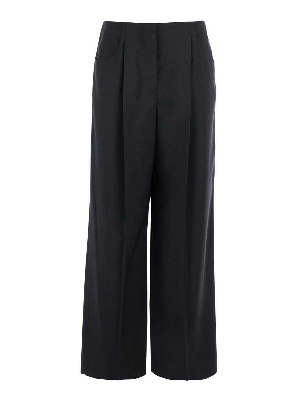 Fendi Black Pants with Front Pences and Wide Leg in Wool Woman Size 28" / US 6 / IT 42 - 1 Thumbnail