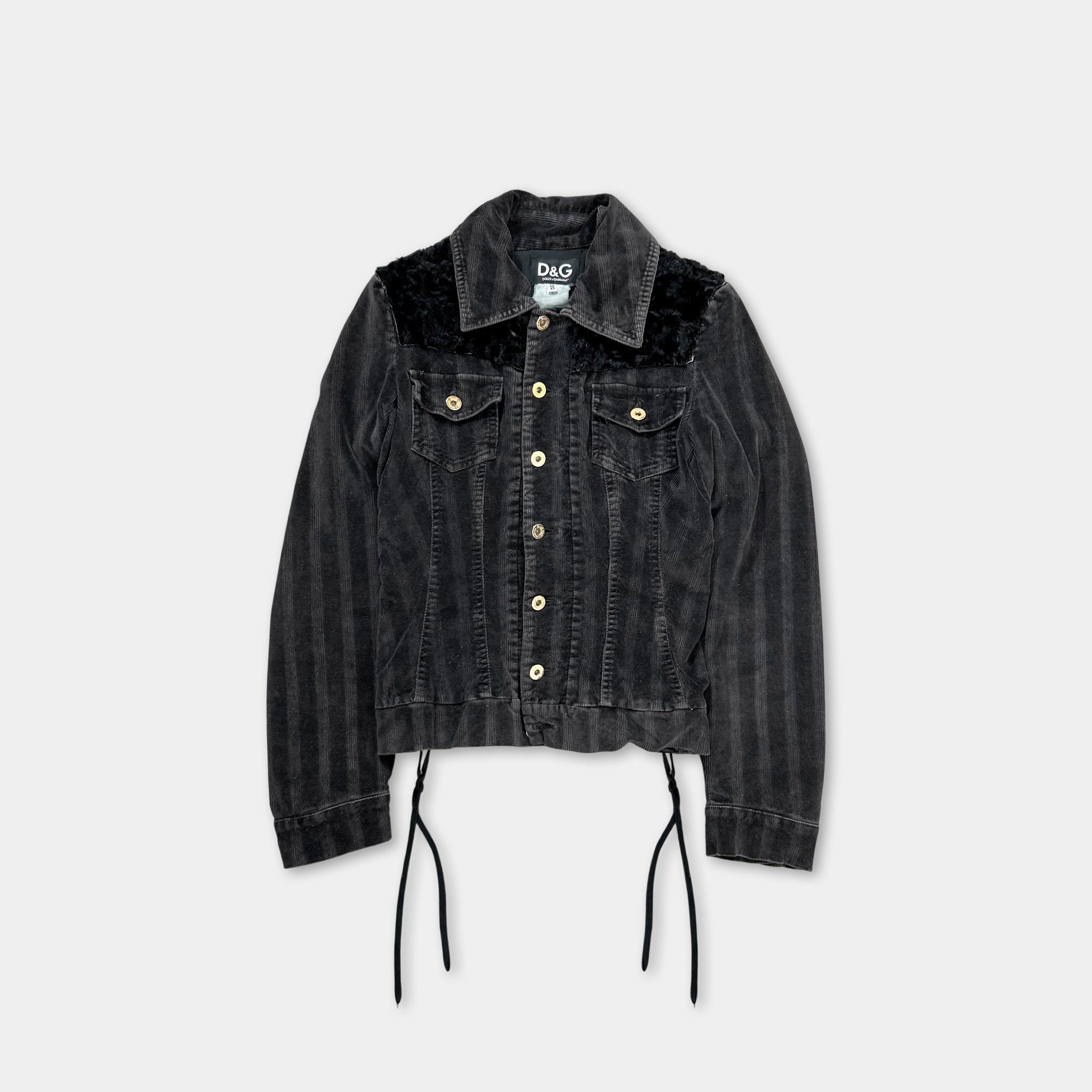 Dolce & Gabbana Dolce & Gabbana Black Corduroy Trucker Denim Jacket Size US S / EU 44-46 / 1 - 1 Thumbnail
