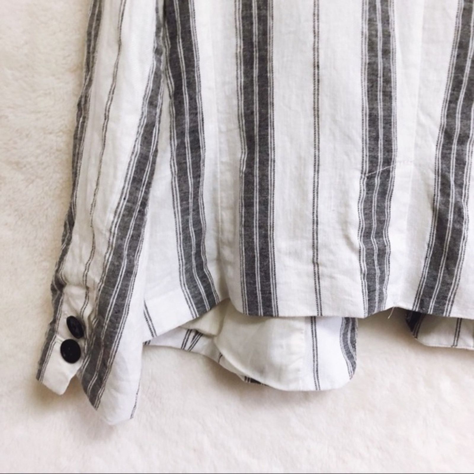 Loft LOFT Grey & White Striped Button Blazer Size S / US 4 / IT 40 - 4 Thumbnail