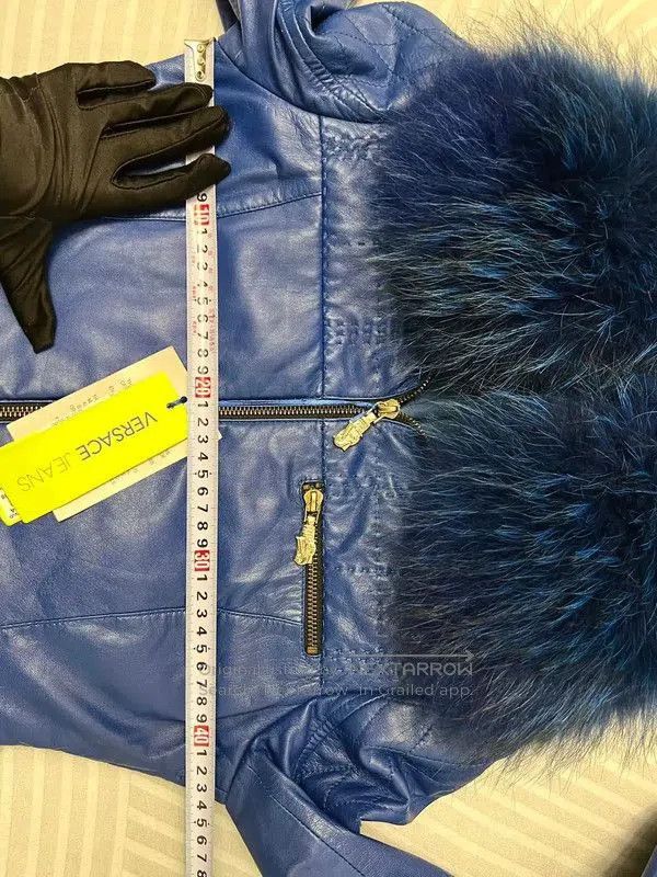 Versace Versace Blue Leather Women's Jacket with Fur Collar . Size XS / US 0-2 / IT 36-38 - 8 Thumbnail