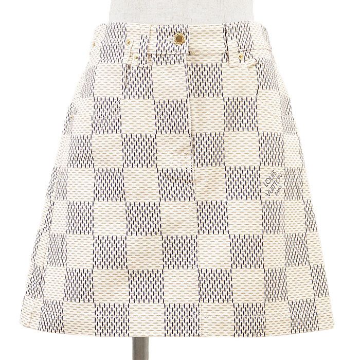 Louis Vuitton Louis Vuitton Louis Vuitton Damier Azur Cotton Skirt Textile Skirts DUTY FREE for USA Size ONE SIZE - 1 Thumbnail