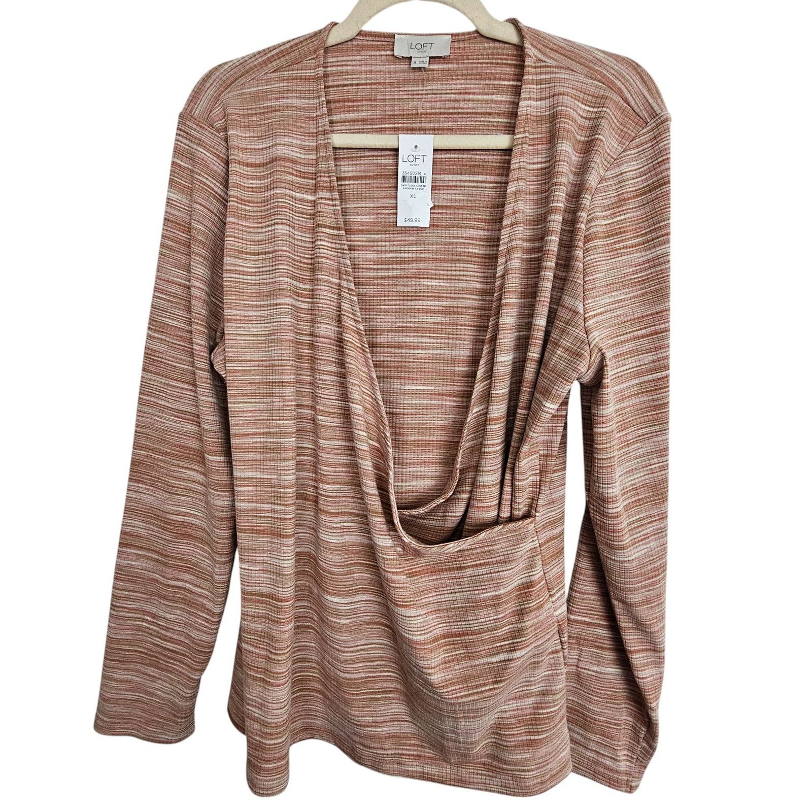 Loft Loft Womens Surplice Top Size XLStriped Stretch Career Corp Size XL / US 12-14 / IT 48-50 - 1 Thumbnail