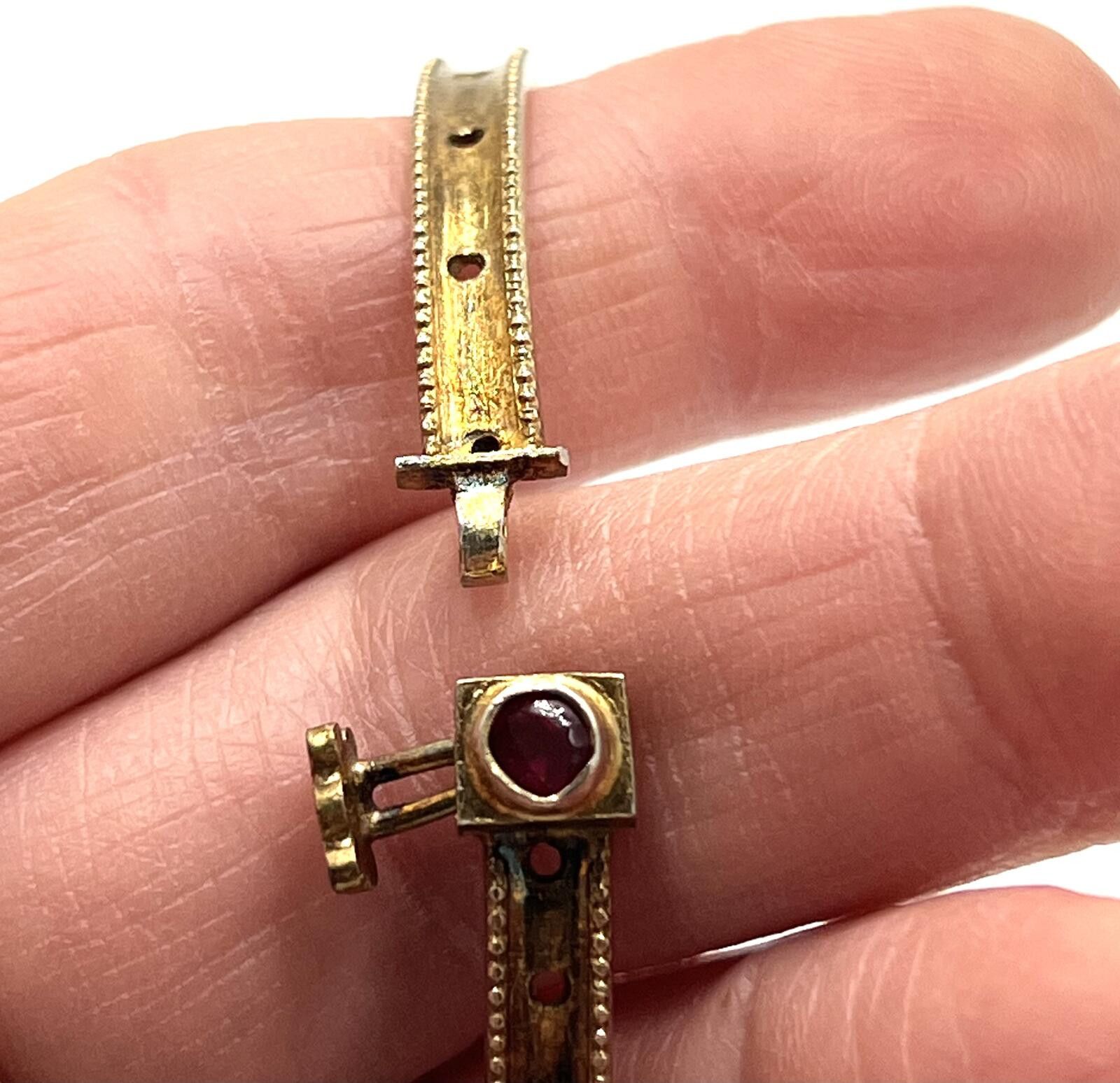 Other Victorian 14k Gold Over Sterling Silver Ruby Bangle Bracelet Size ONE SIZE - 3 Thumbnail