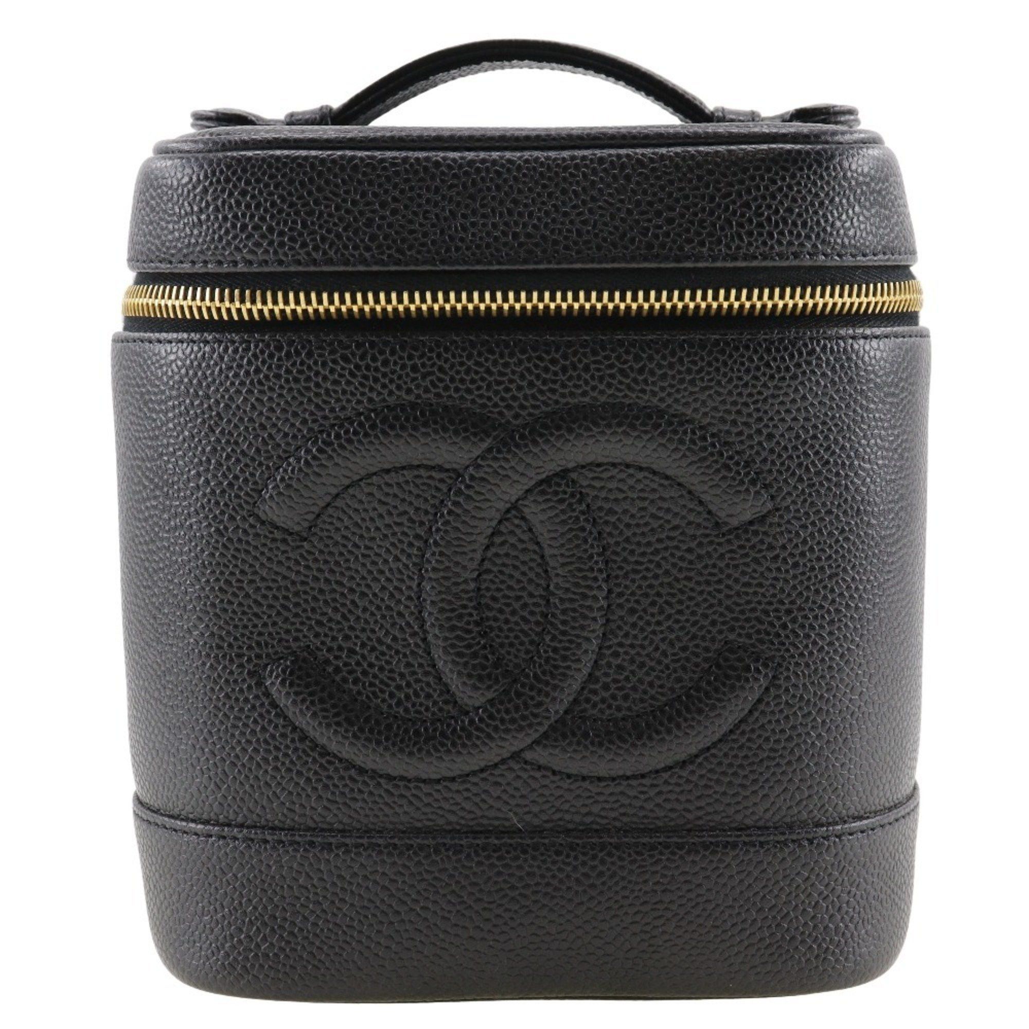 Chanel CHANEL Vanity Pouch Handbag A01998 Caviar Skin Black Women's Size ONE SIZE - 1 Thumbnail
