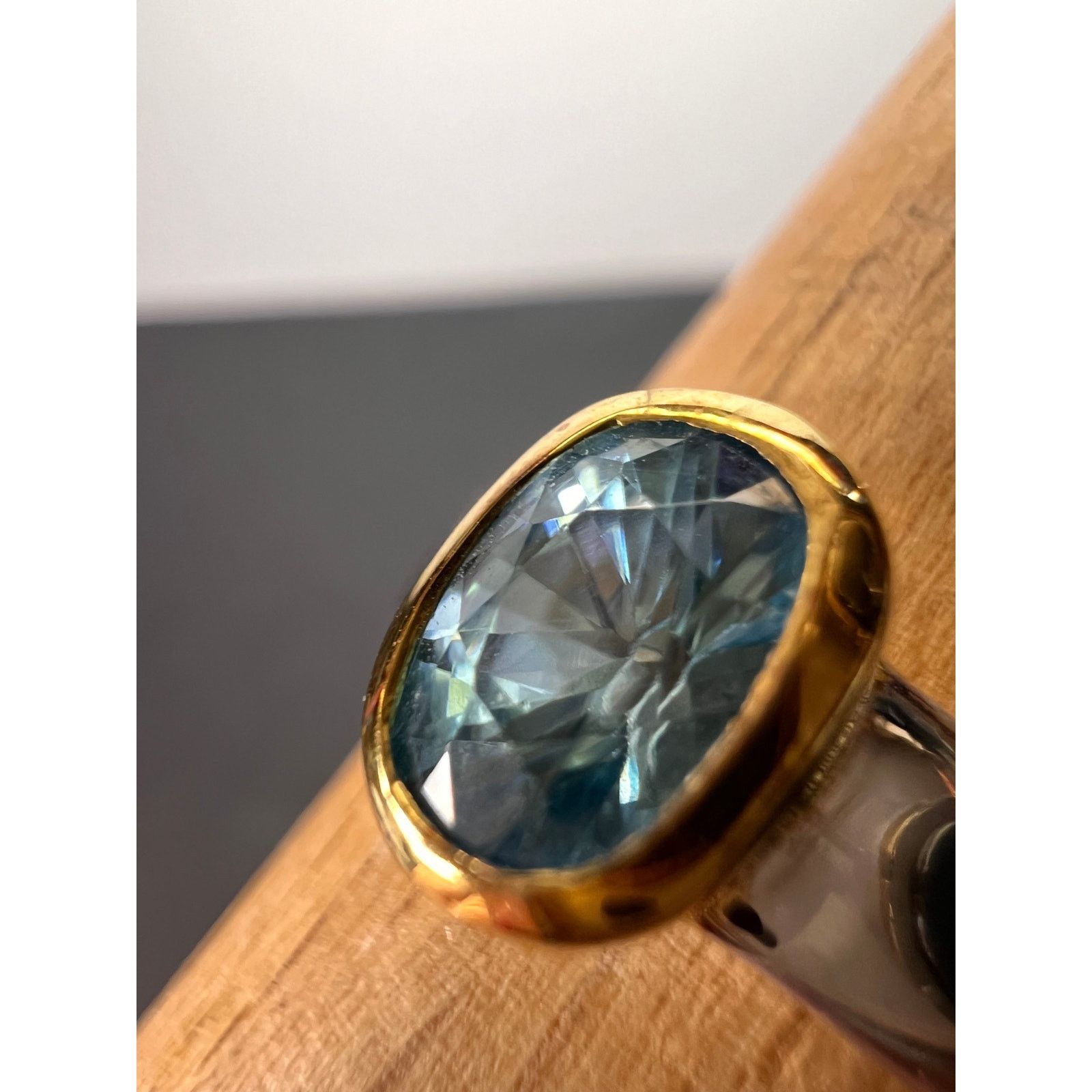 Other NEW Blue zircon ring in YG and platinum over 925 size 9 Size ONE SIZE - 5 Thumbnail