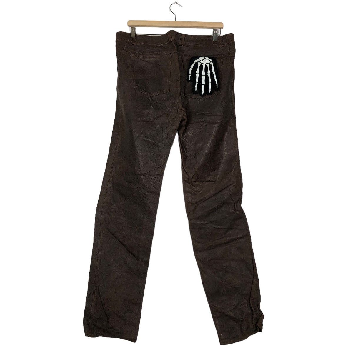 Genuine Leather 🔥Rich Brown -Genuine Leather Pants Racing Inspire RickOwens Size US 33 - 7 Thumbnail