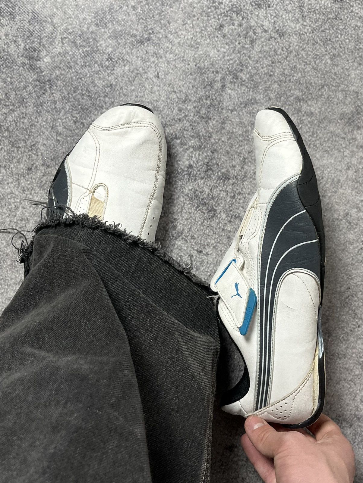 00S Puma Mostro Leather Low Top Sneakers Slip On Shoes in White, Men's (Size 9)