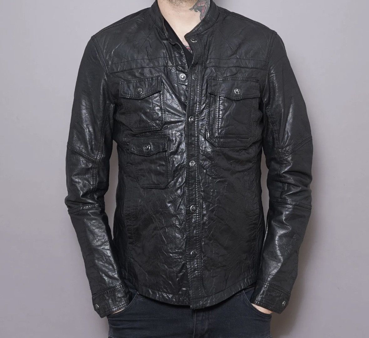 Allsaints × Saint Laurent Paris Allsaints Spitalfields Leather cargo Demon Jacket Shirt Size US M / EU 48-50 / 2 - 2 Thumbnail