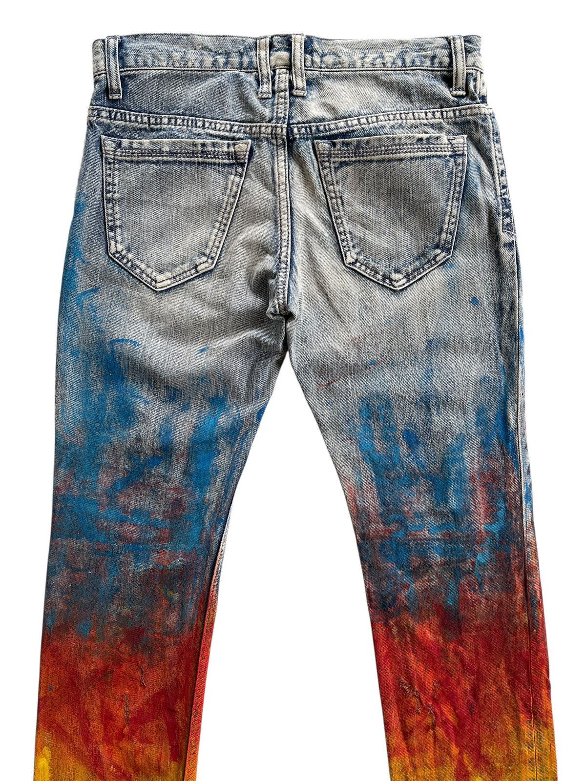 Japanese Brand Yevs Japan Flame Paint Denim Streetwear Size 30" / US 8 / IT 44 - 4 Thumbnail