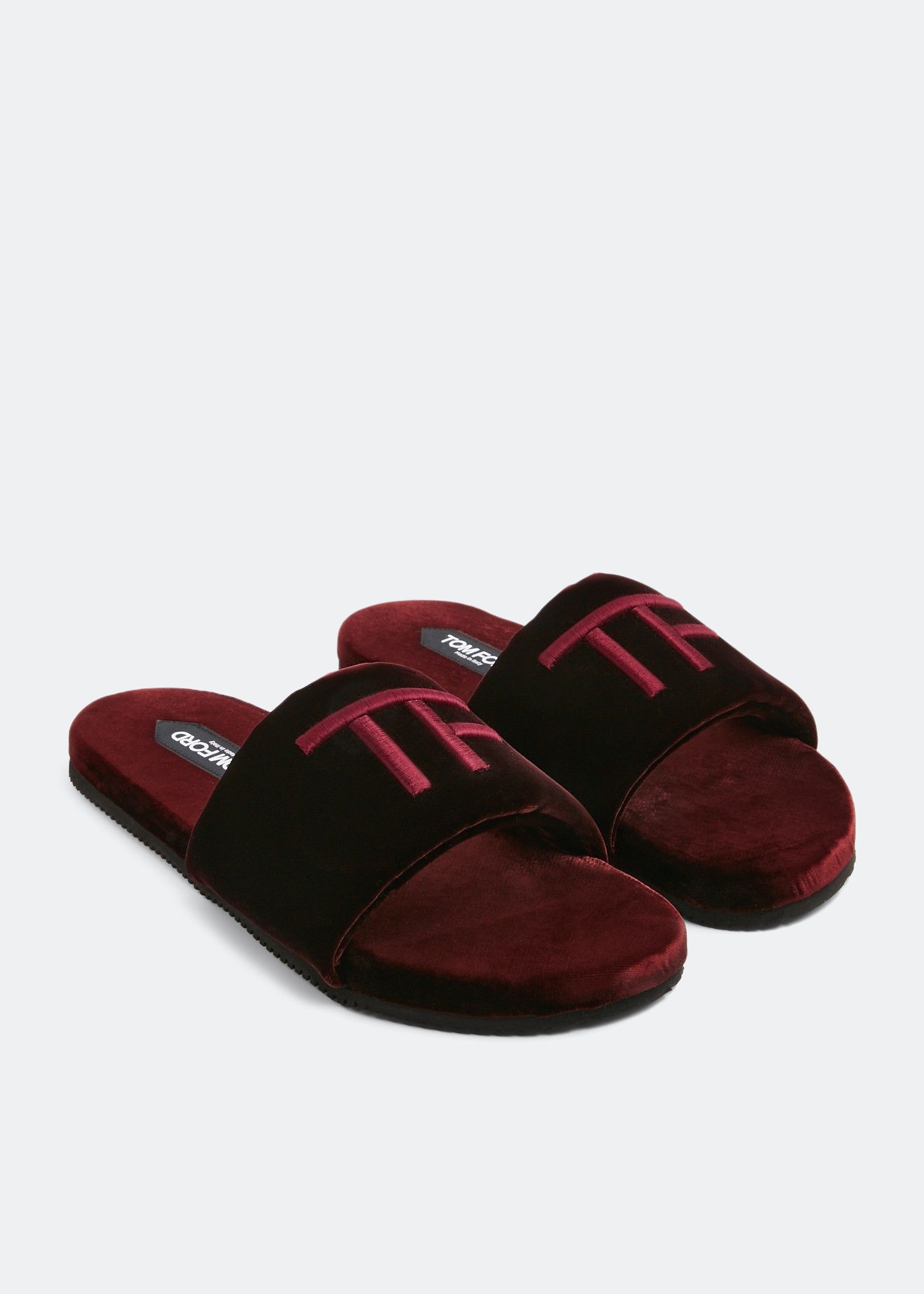 Tom Ford o1w1db11224 J1376T Velvet Slides in Burgandy Size US 8 / EU 41 - 4 Thumbnail