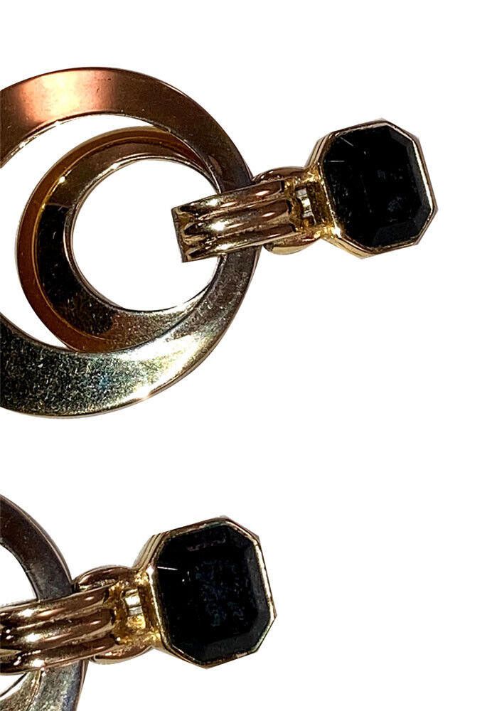 Givenchy Givenchy Black Onyx Glass Double Hoop Dangle Earrings Size ONE SIZE - 2 Thumbnail