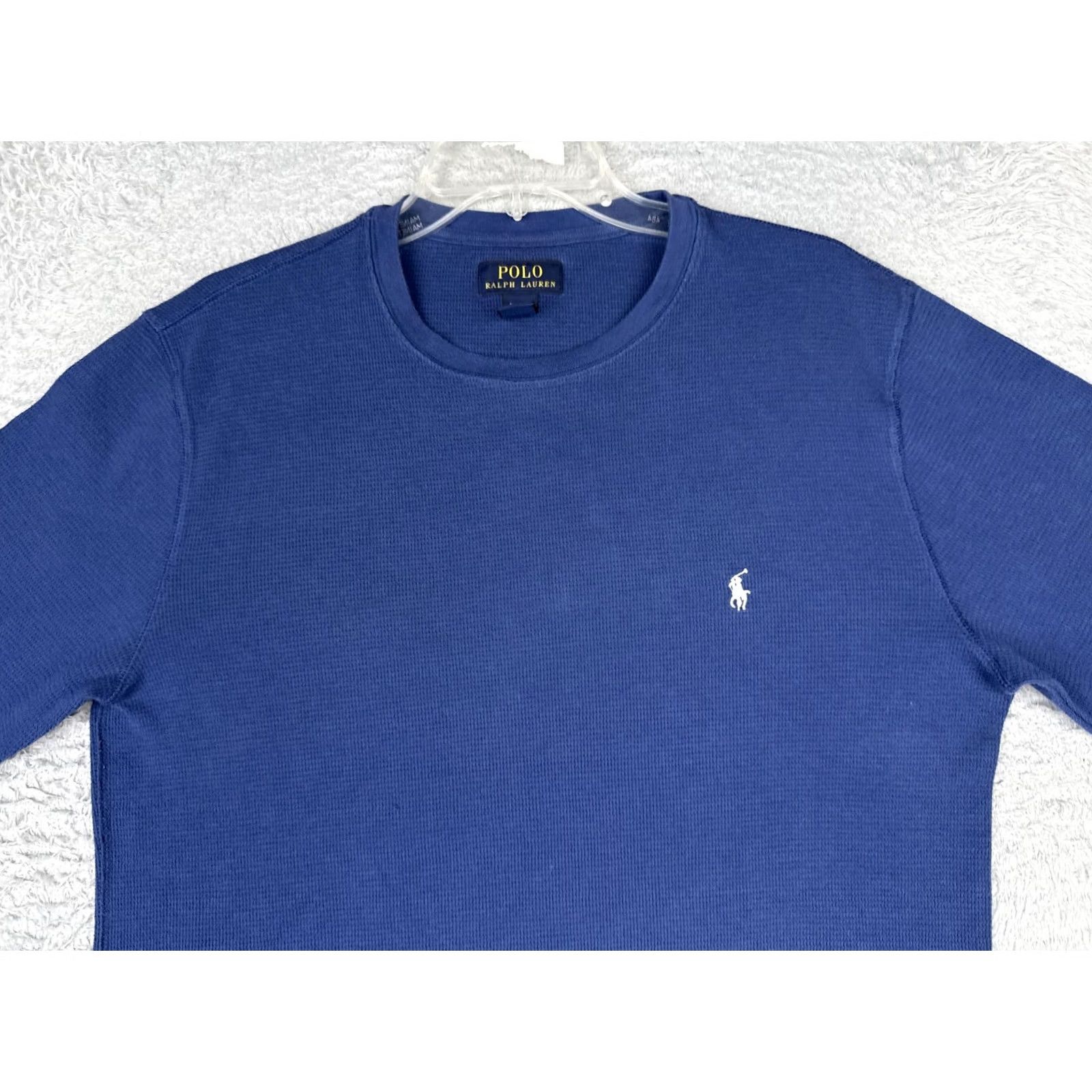 Polo Ralph Lauren Polo Ralph Lauren Shirt Mens L Blue Long Sleeve Thermal Crew Logo Knit Shirt Size US L / EU 52-54 / 3 - 4 Thumbnail