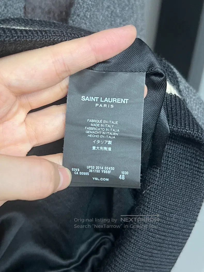 Saint Laurent Paris Saint Laurent Paris Grey Horsehair Patchwork Baseball Jack Size US M / EU 48-50 / 2 - 4 Thumbnail
