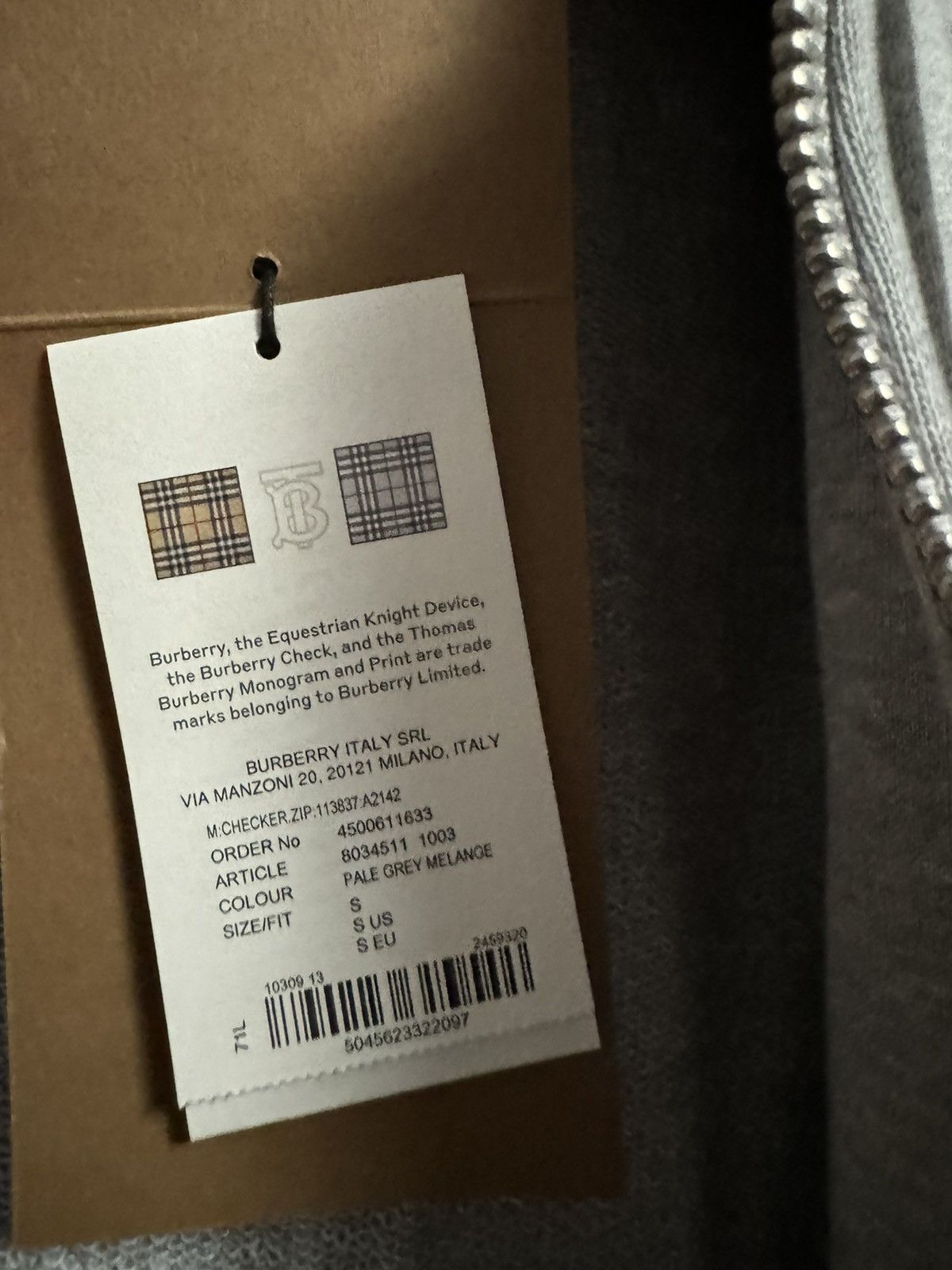 Burberry Burberry Pale Grey Mela Hoodie Size US S / EU 44-46 / 1 - 9 Thumbnail