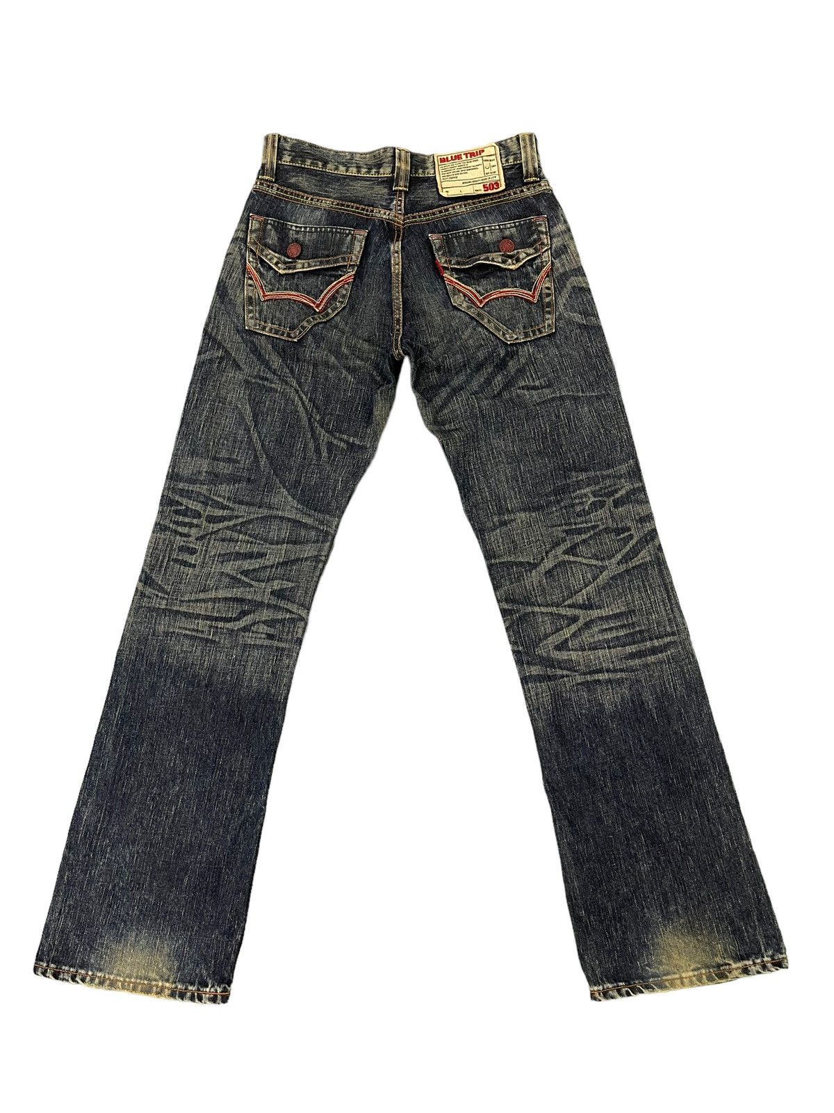 Edwin Flare Jeans Edwin Japan Faded Distress Boot Cut 6🟦8 Size US 31 - 12 Thumbnail
