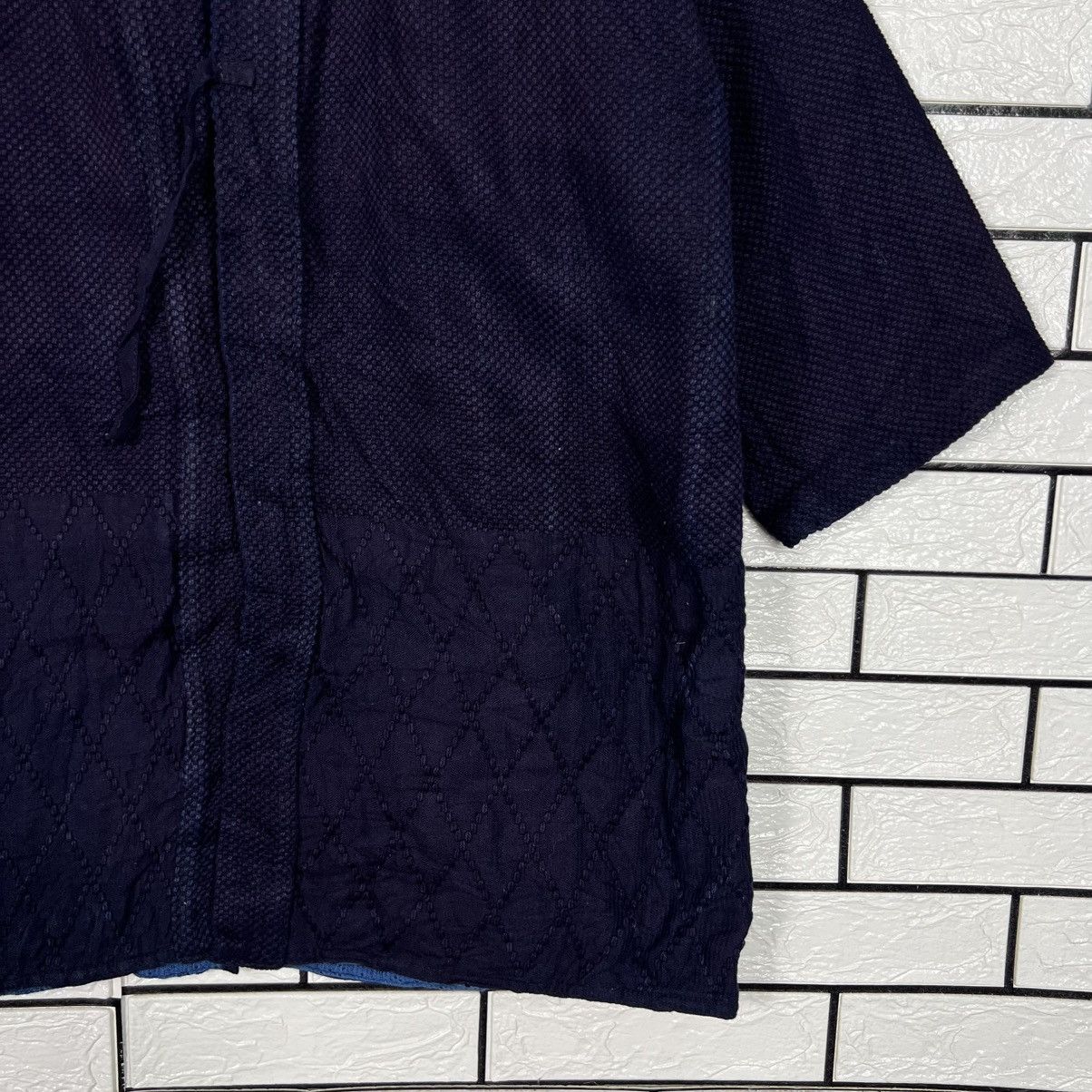 Japanese Brand Indigo Bushu Navy Blue Sashiko Thick Weave Kimono #4155-C190 Size US L / EU 52-54 / 3 - 6 Thumbnail