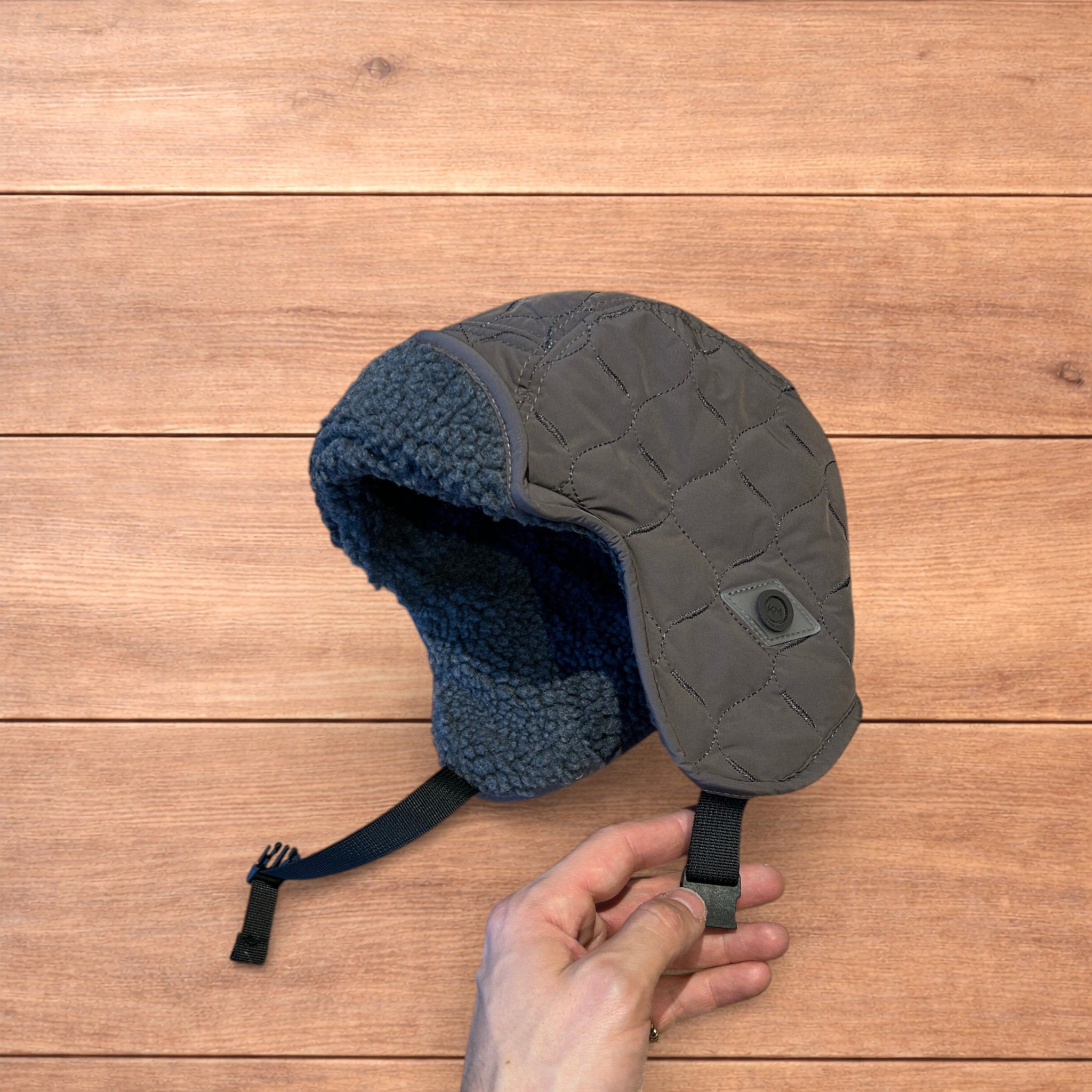 Japanese Brand Russian Trapper Korean padded fluffy hat cap in grey/blue. Size ONE SIZE - 1 Thumbnail